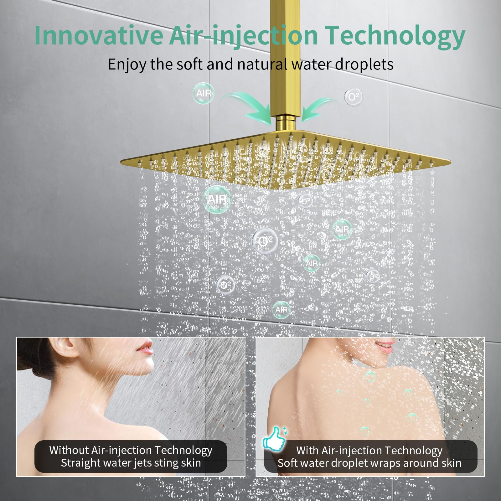 Ceiling Mounted Button Shower System (Square))