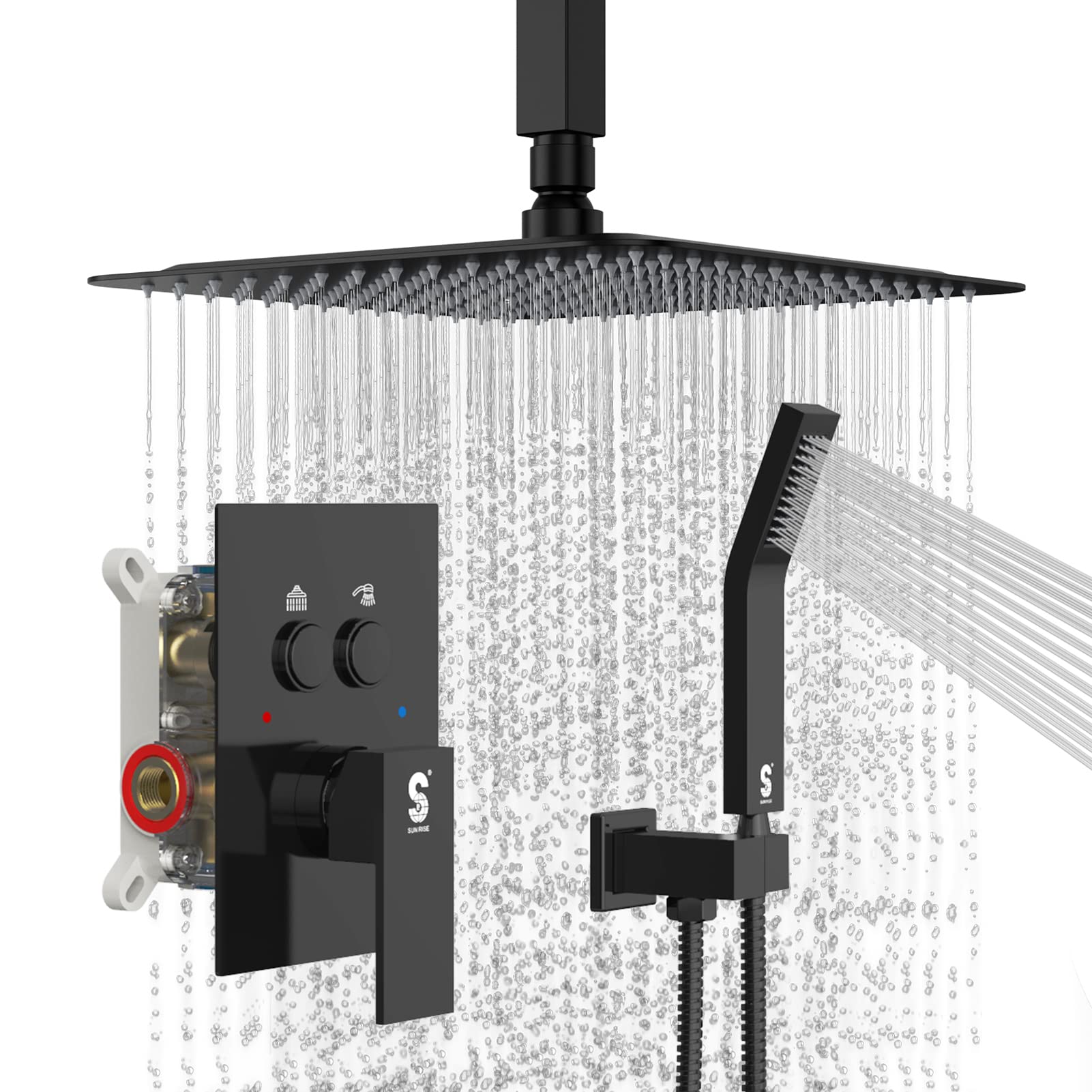 Ceiling Mounted Button Shower System (Square))