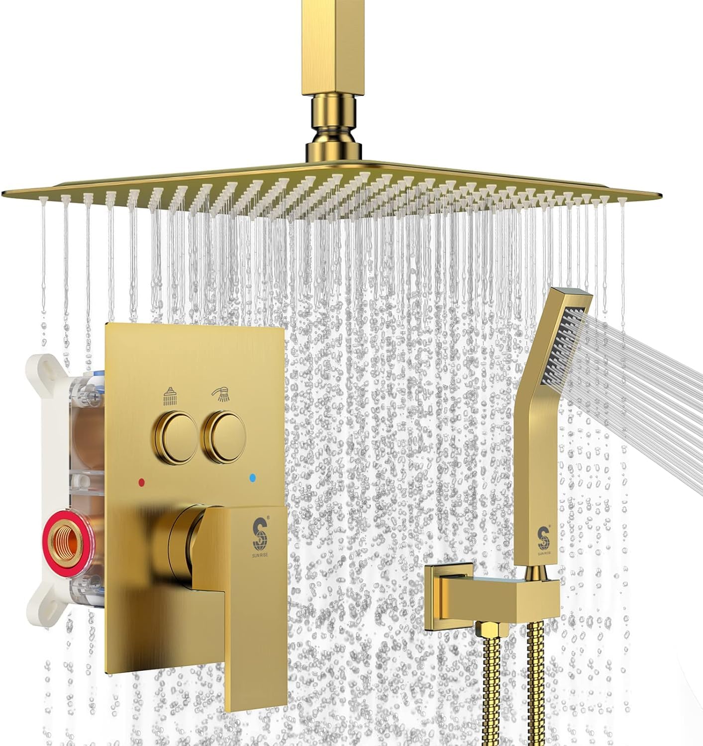 Ceiling Mounted Button Shower System (Square))