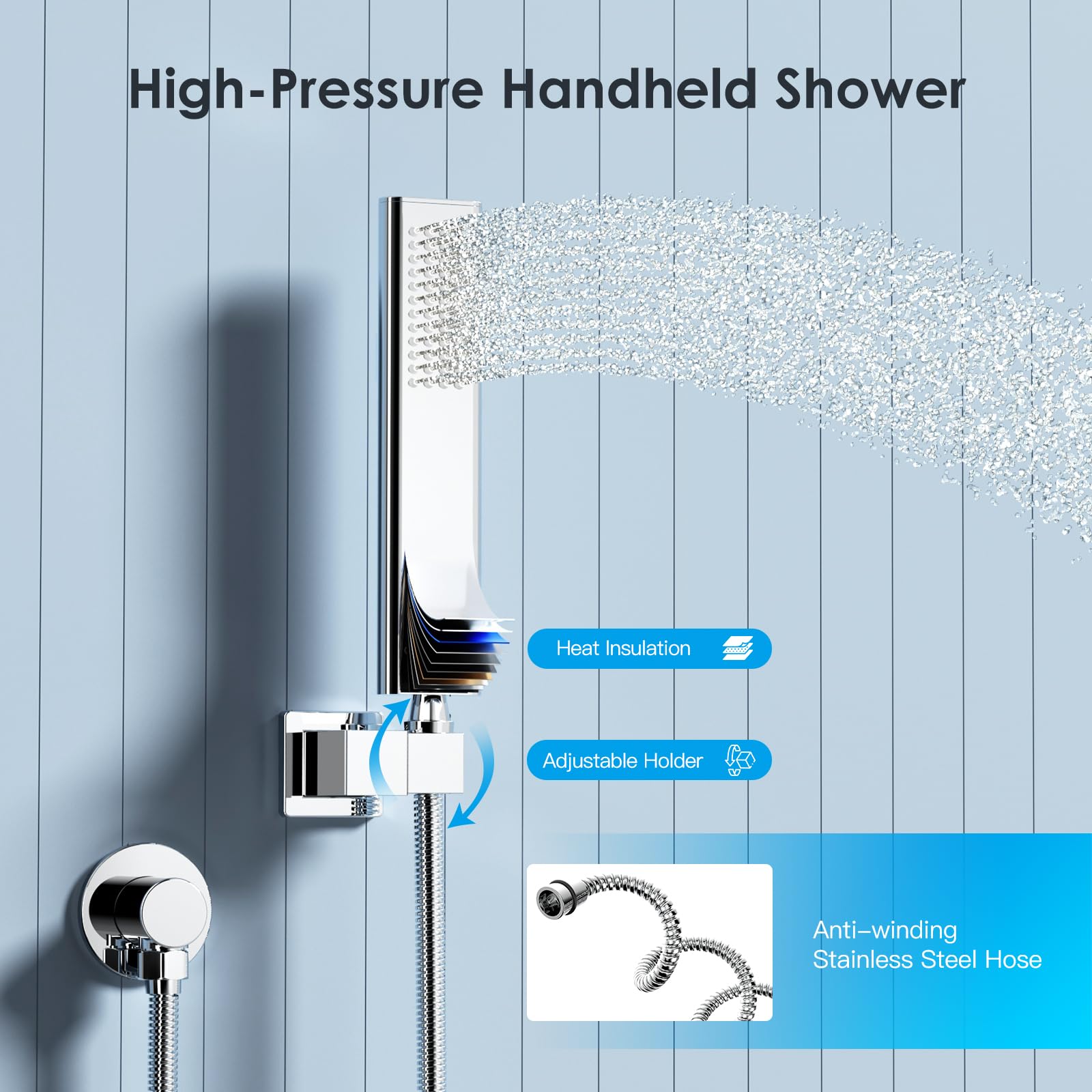 Cross Bar Button Shower Set (Square)