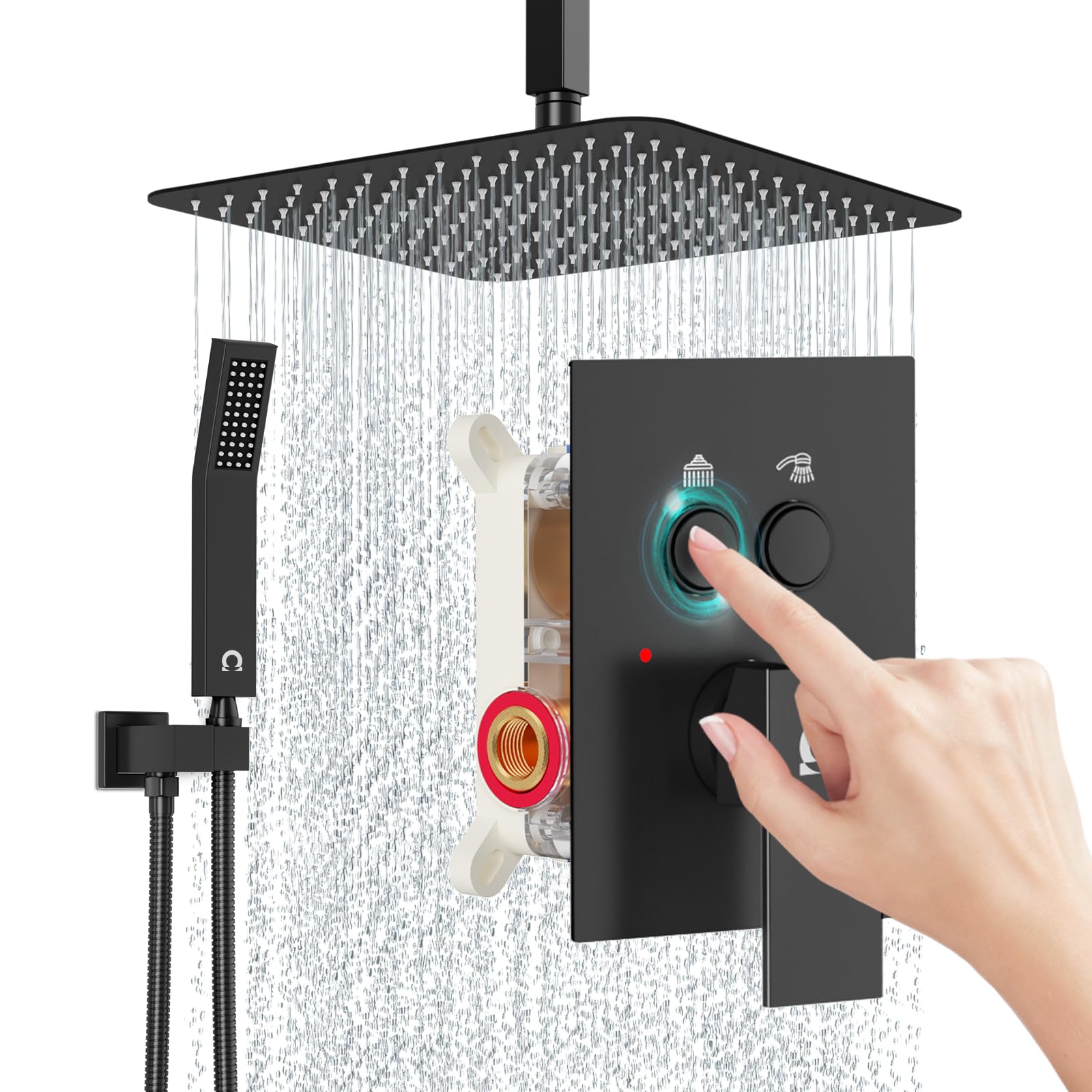 Ceiling Mounted Button Shower System (Square))