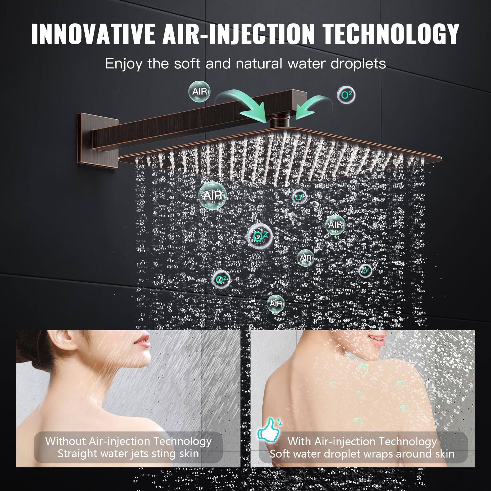 Cross Bar Button Shower Set (Square)