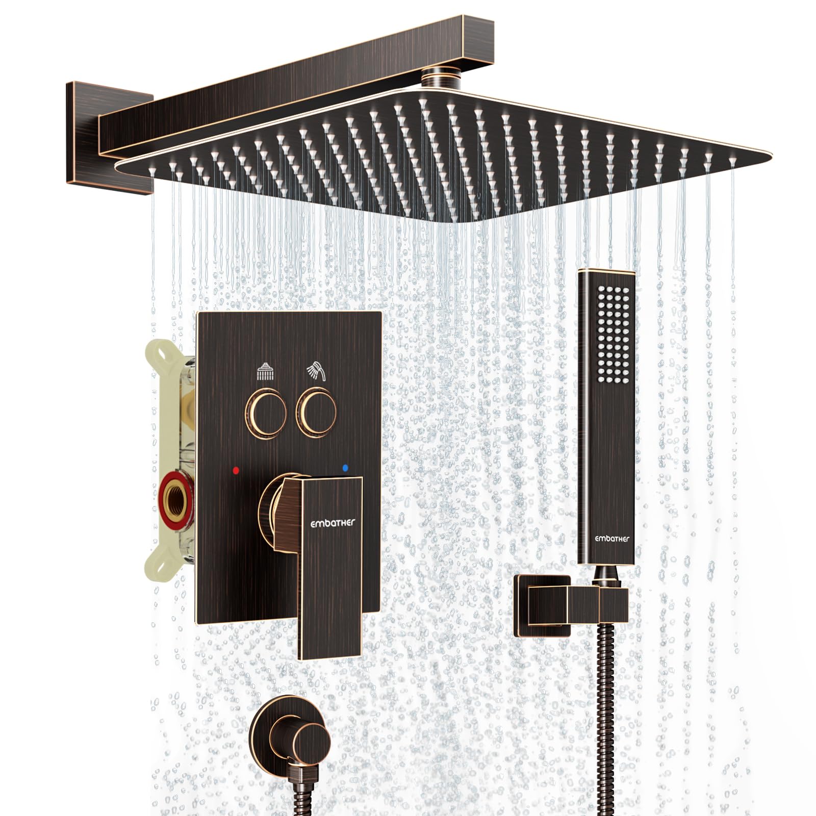 Cross Bar Button Shower Set (Square)