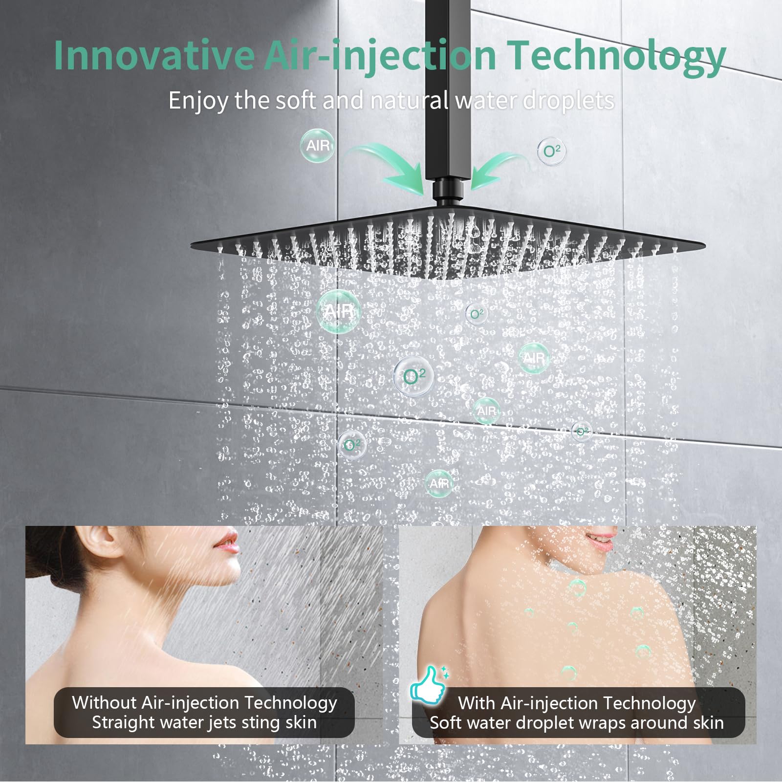 Ceiling Mounted Button Shower System (Square))