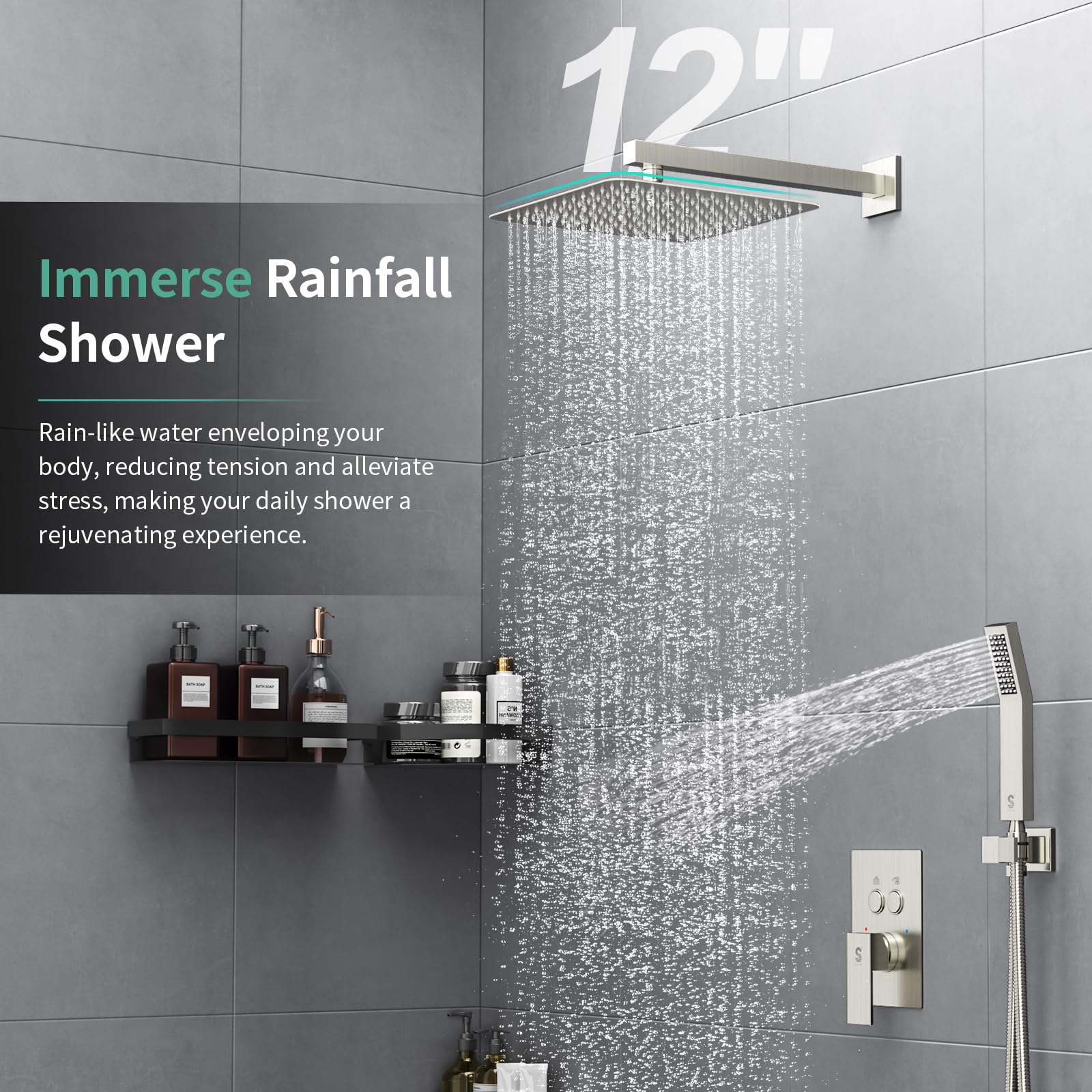 Cross Bar Button Shower Set (Square)