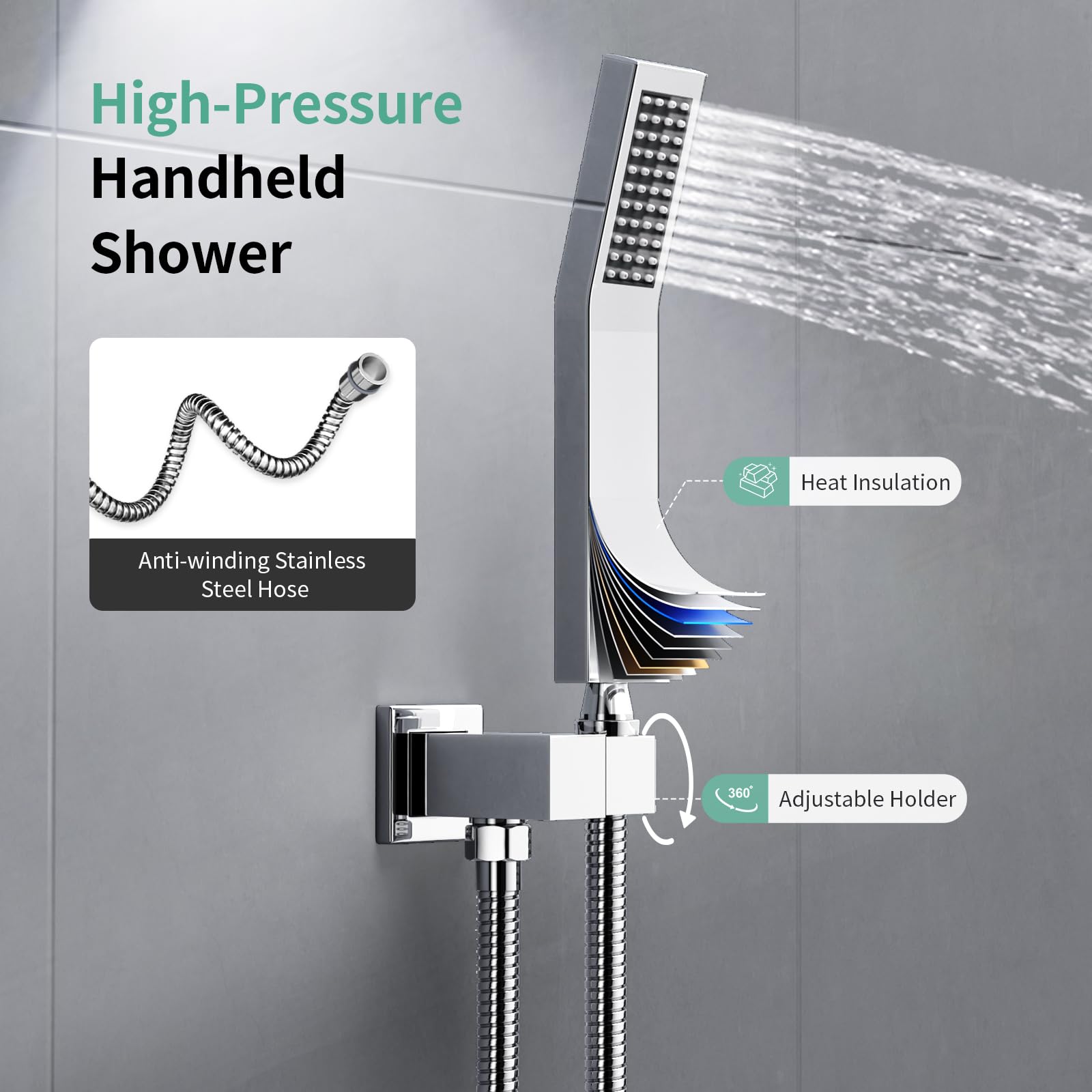 Cross Bar Button Shower Set (Square)