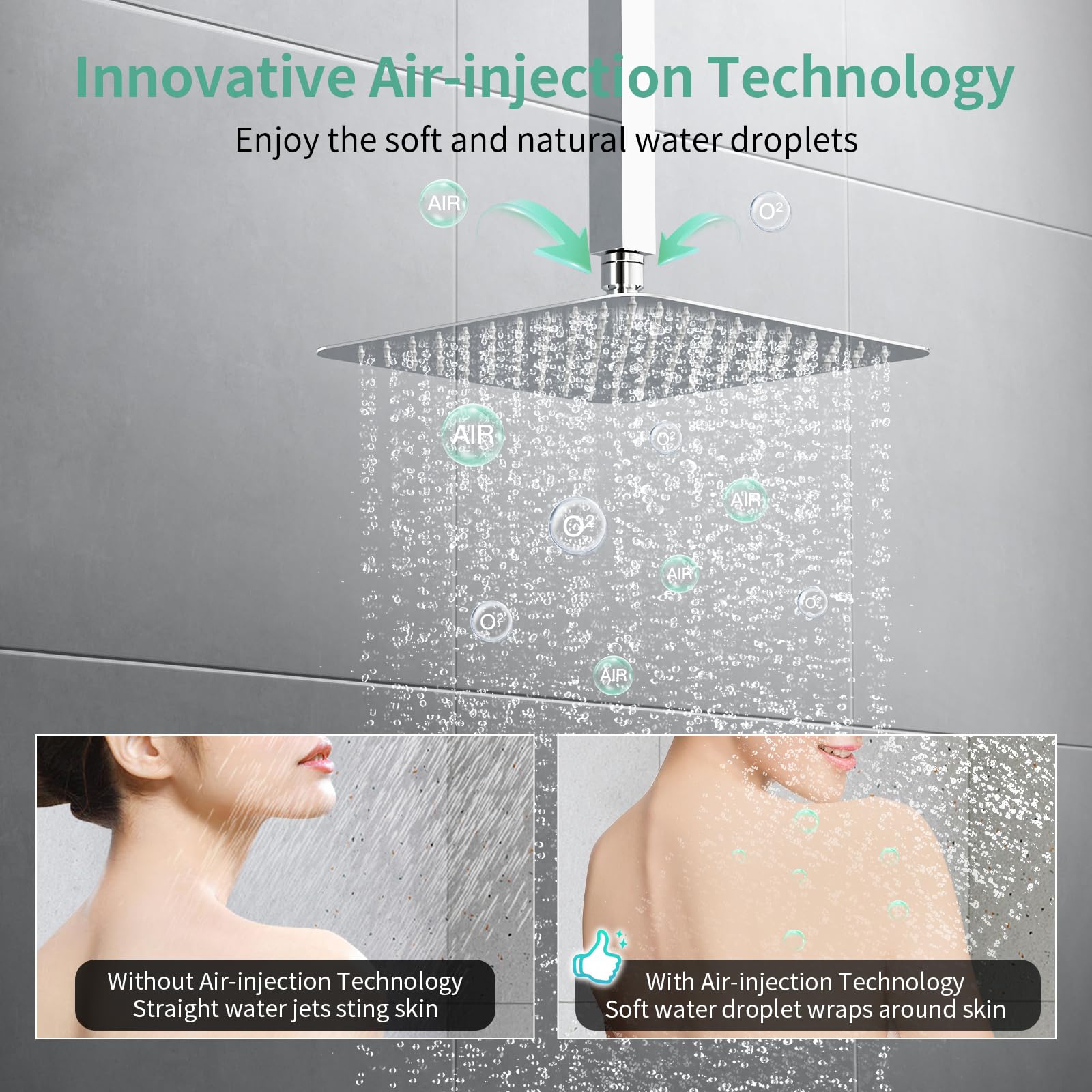 Ceiling Mounted Button Shower System (Square))