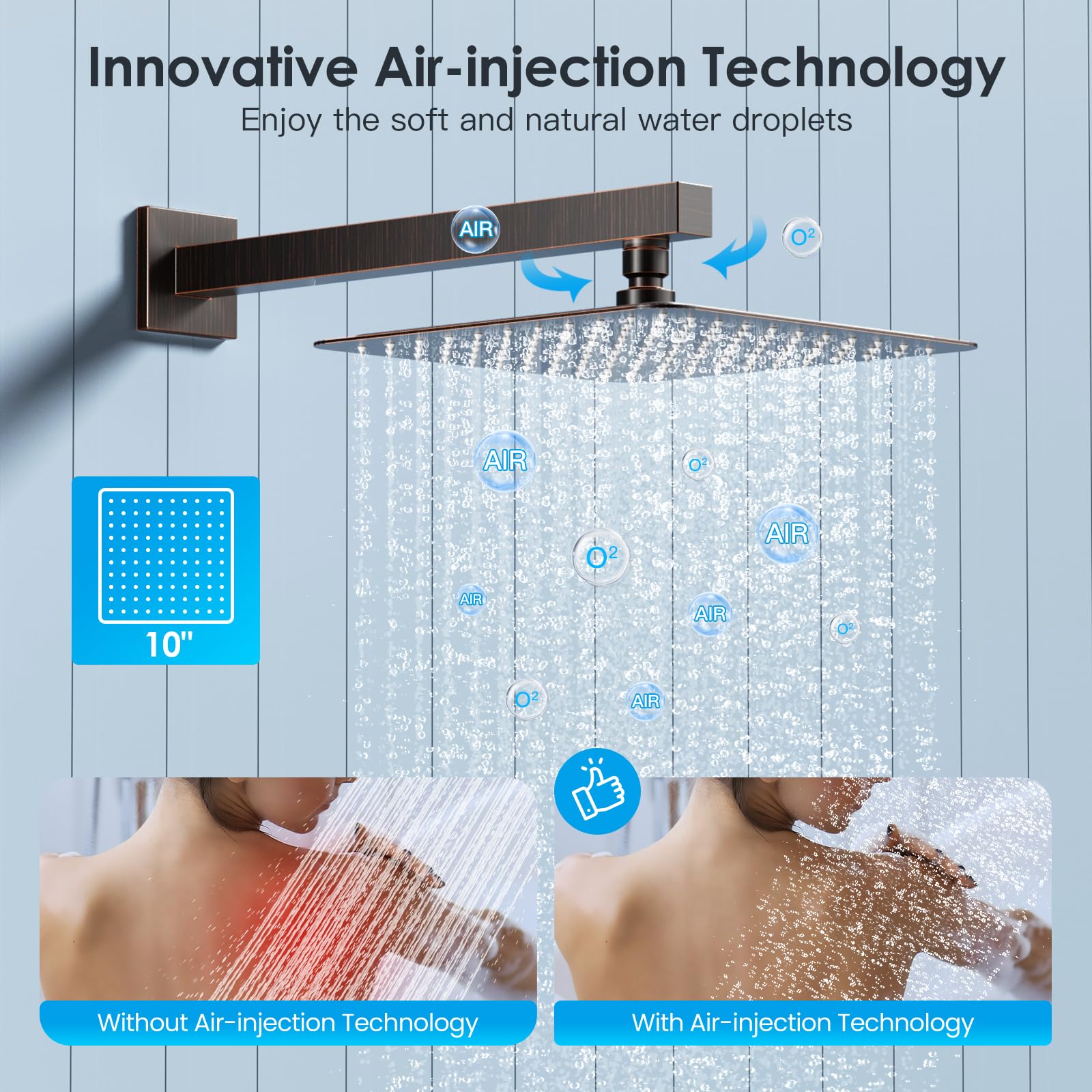 Cross Bar Button Shower Set (Square)