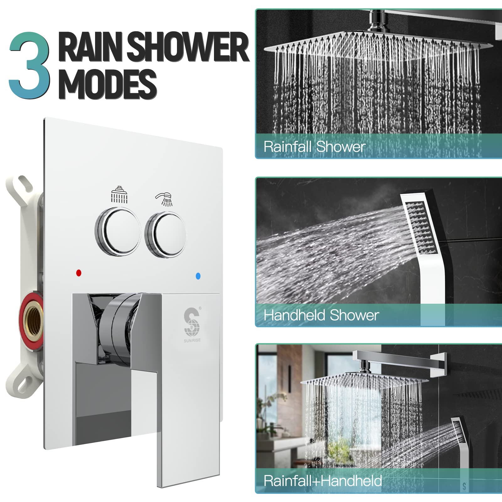 Cross Bar Button Shower Set (Square)