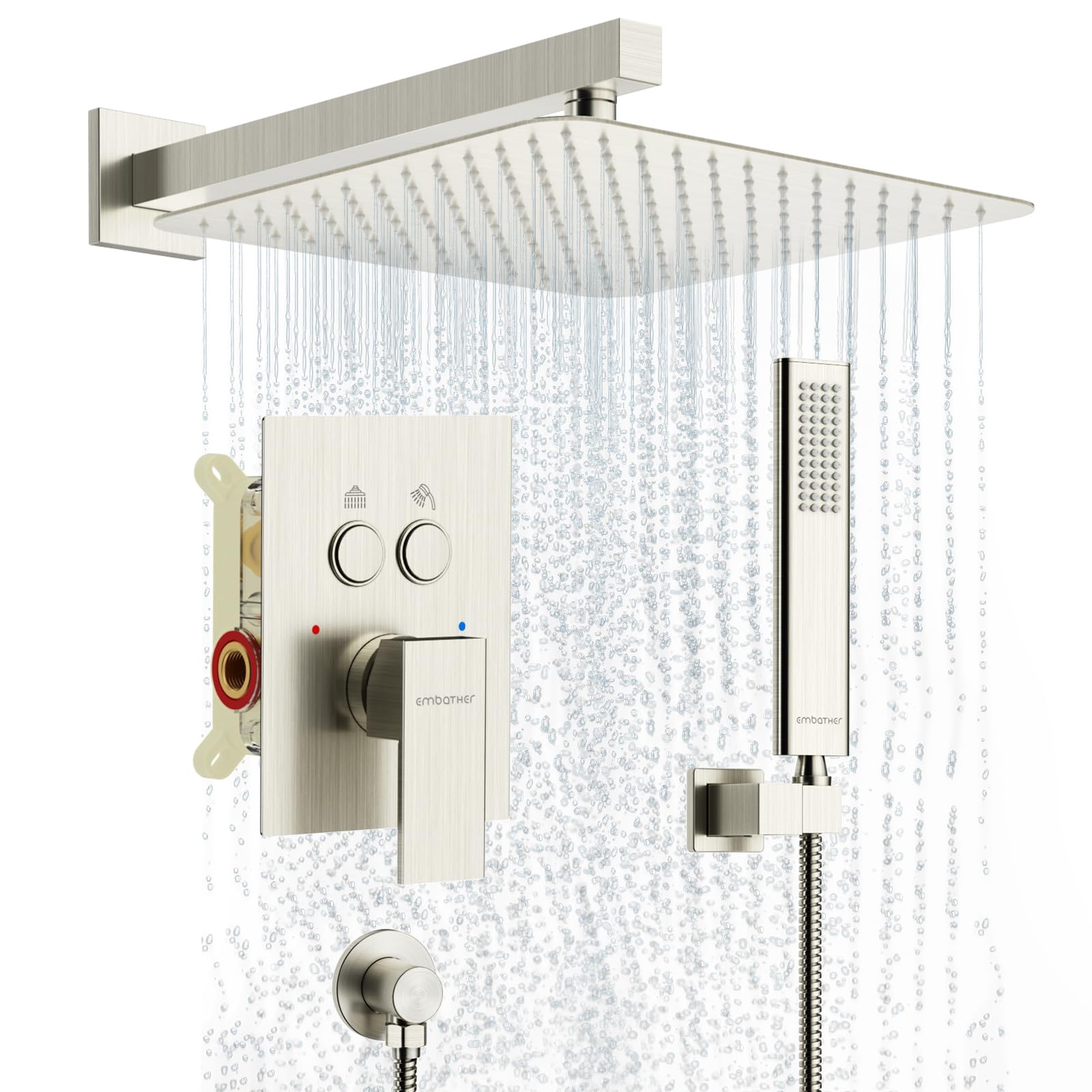 Cross Bar Button Shower Set (Square)