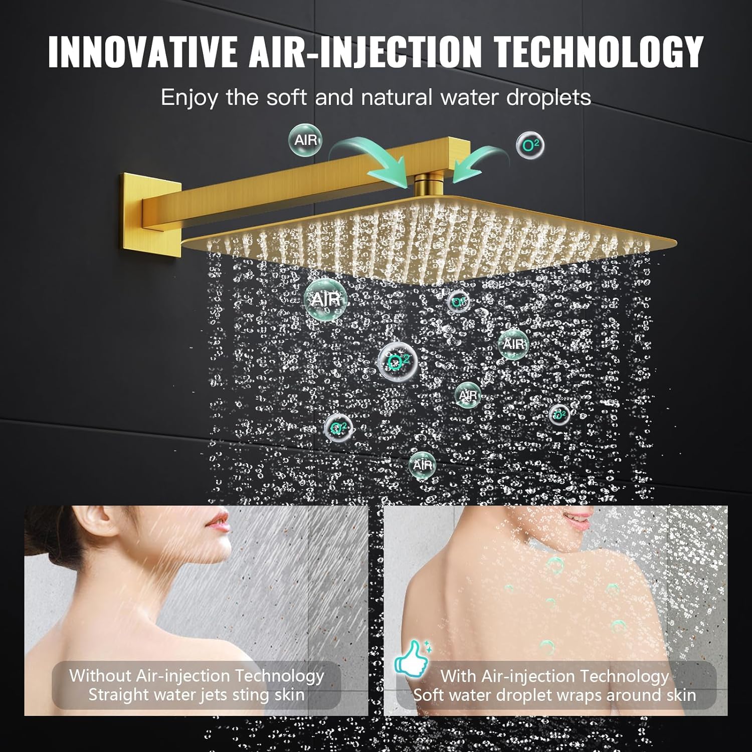 Cross Bar Button Shower Set (Square)