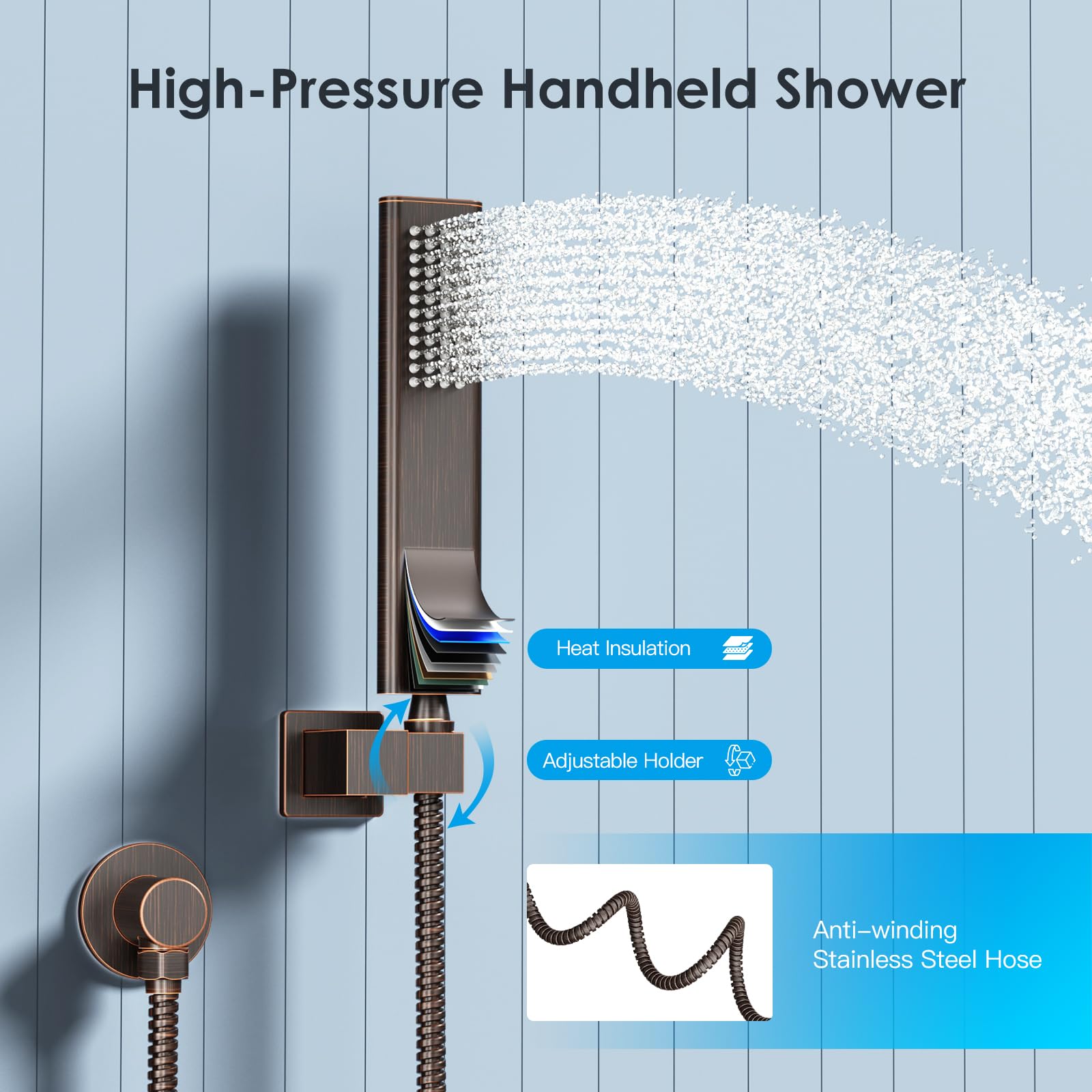 Cross Bar Button Shower Set (Square)