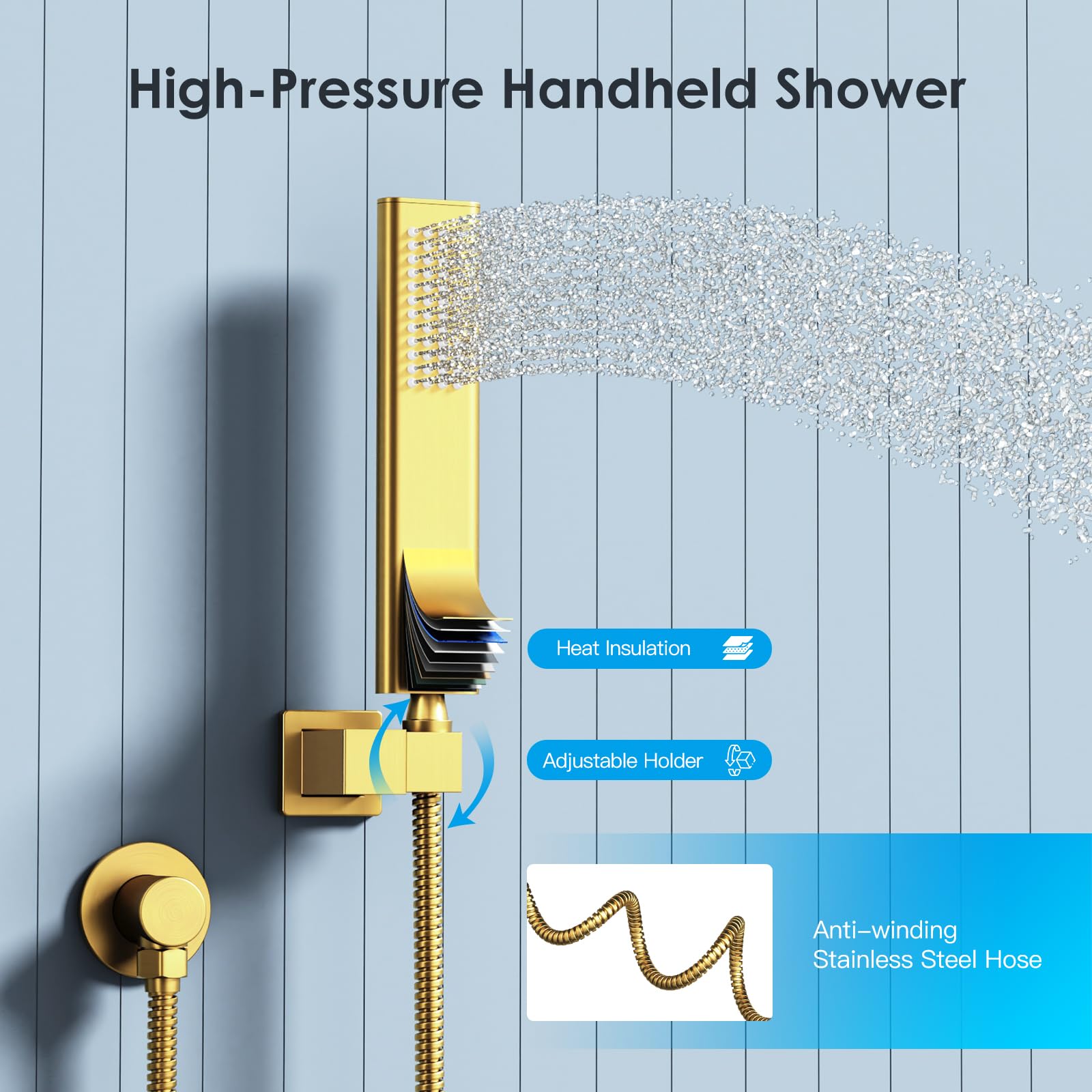 Cross Bar Button Shower Set (Square)