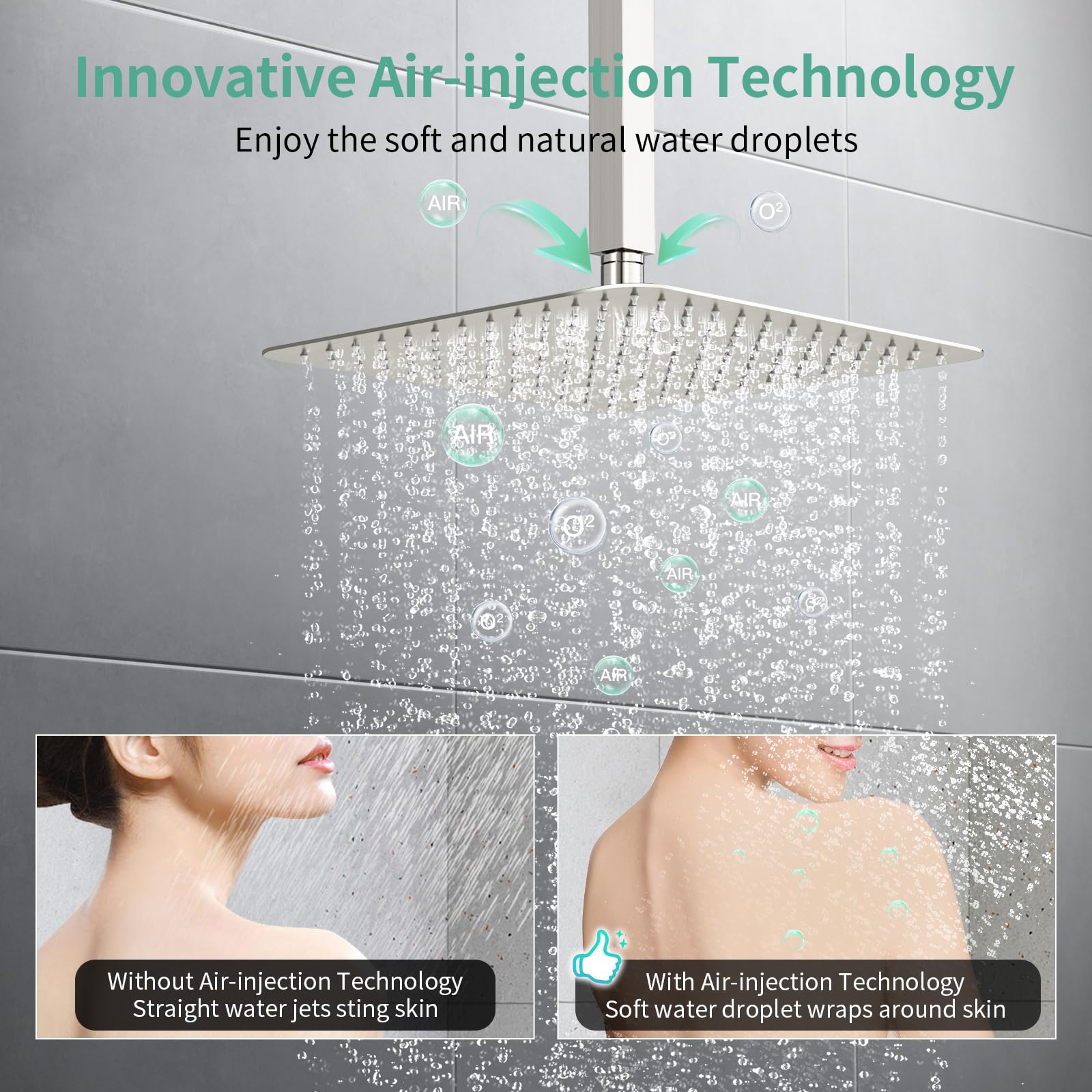 Ceiling Mounted Button Shower System (Square))