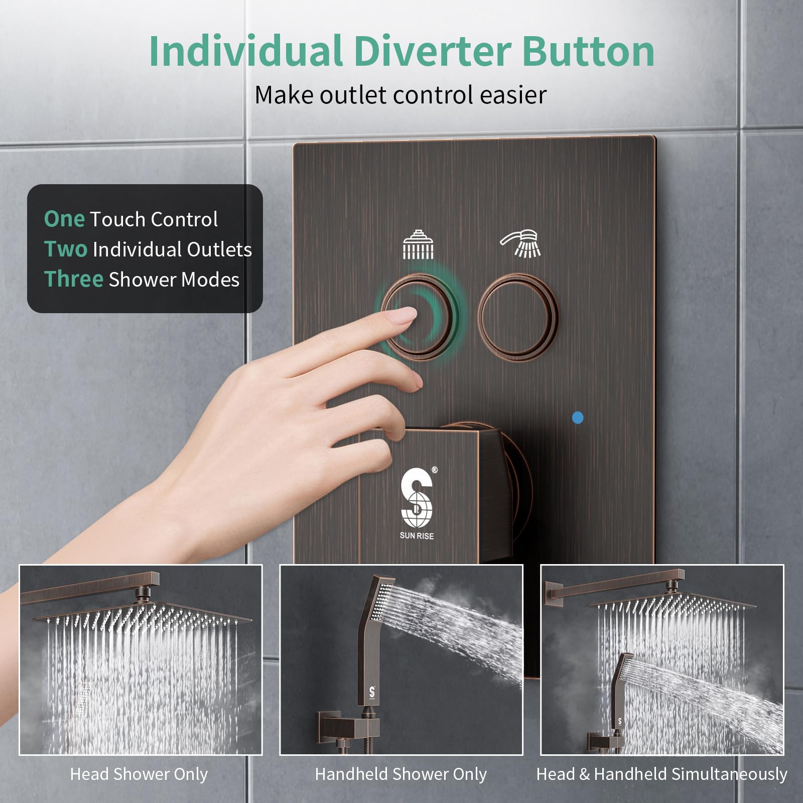 Cross Bar Button Shower Set (Square)