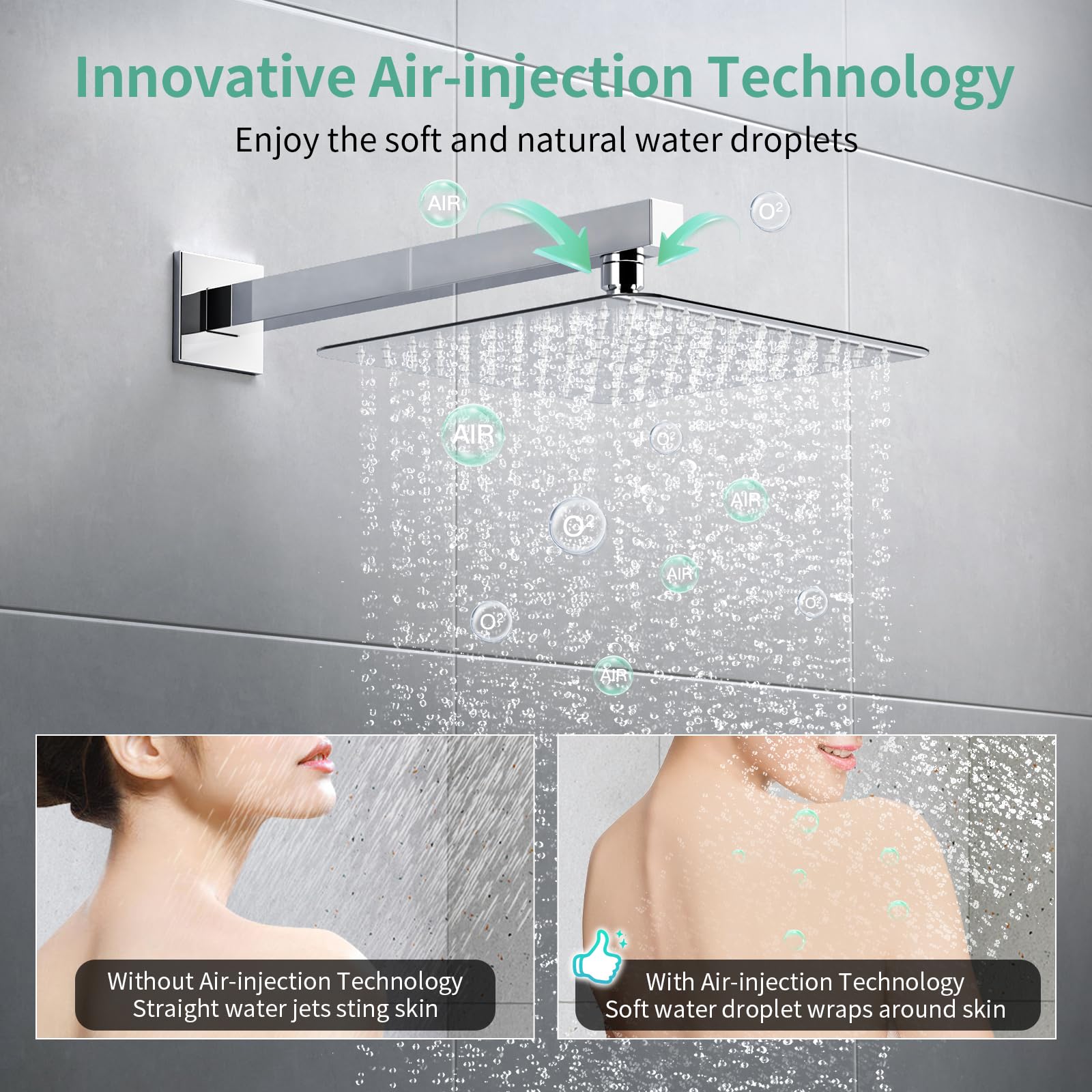 Cross Bar Button Shower Set (Square)