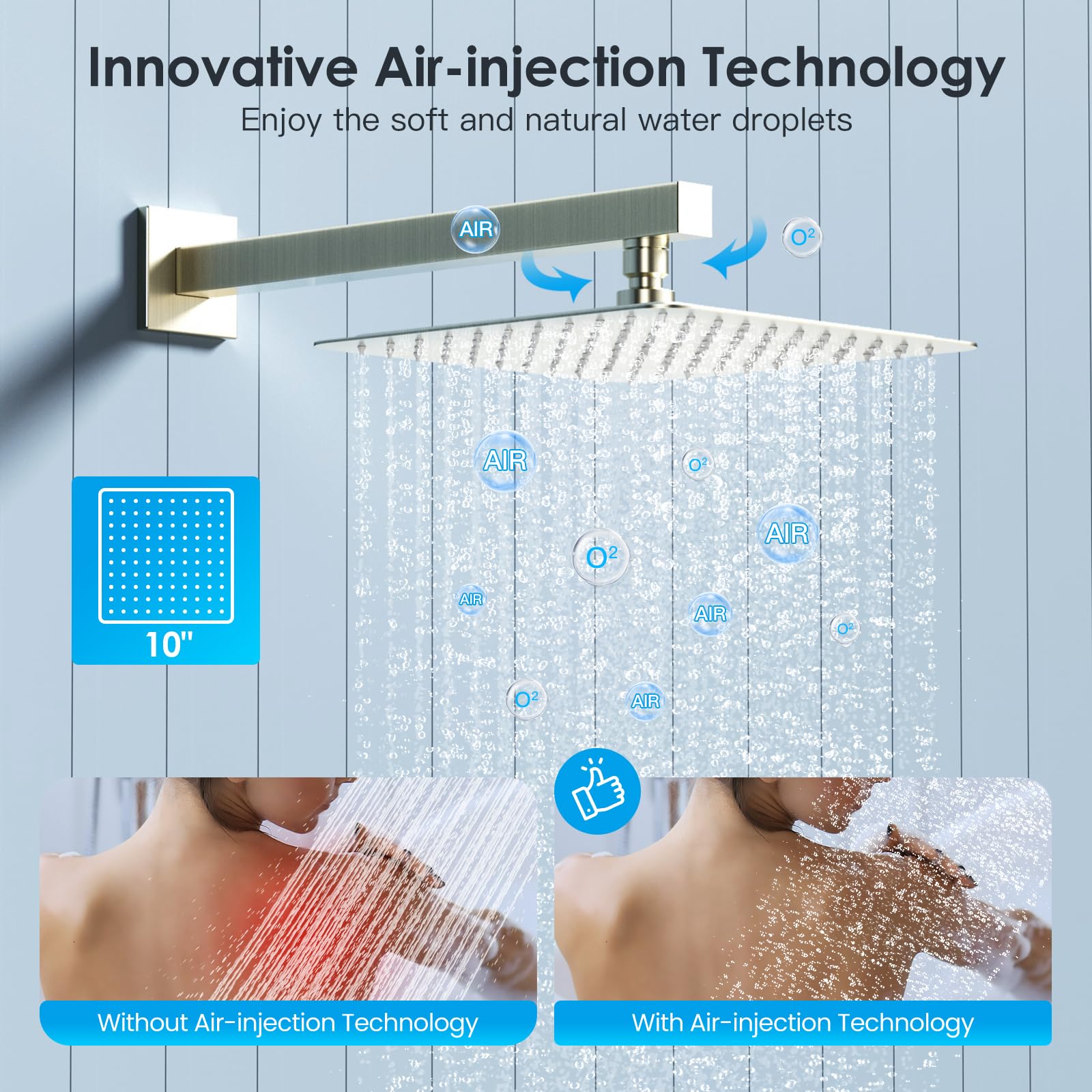 Cross Bar Button Shower Set (Square)