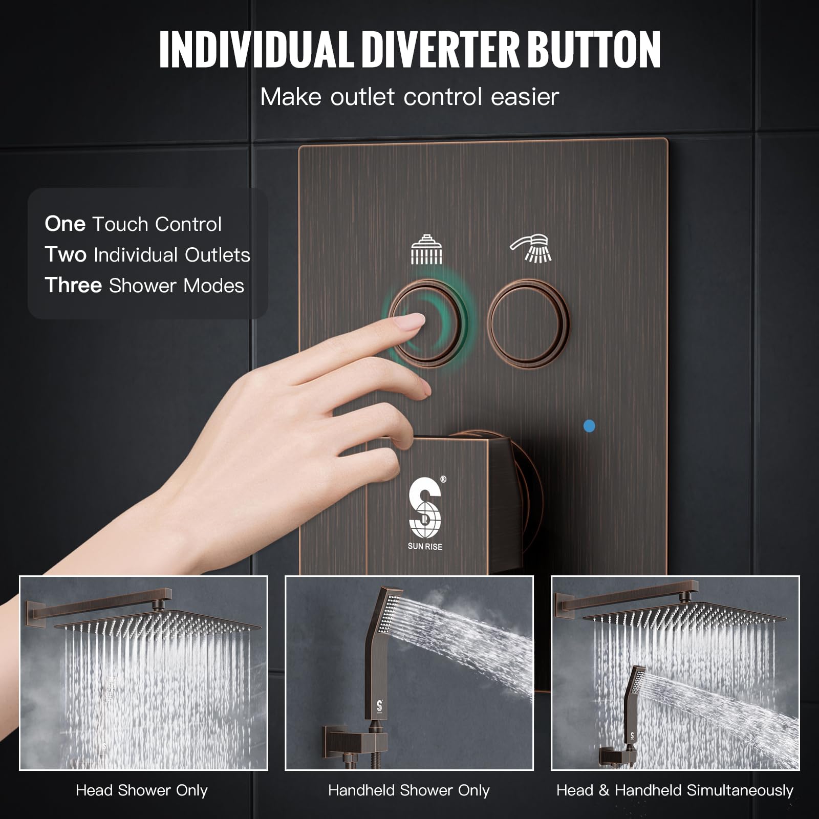 Cross Bar Button Shower Set (Square)