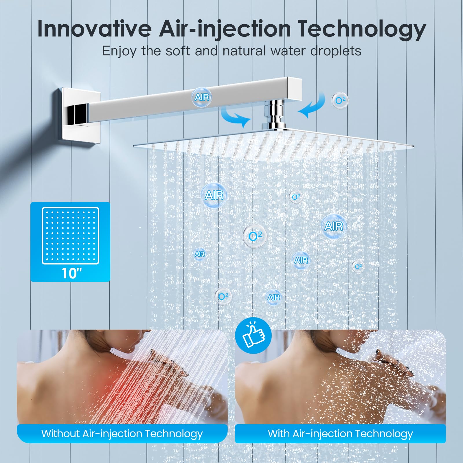 Cross Bar Button Shower Set (Square)