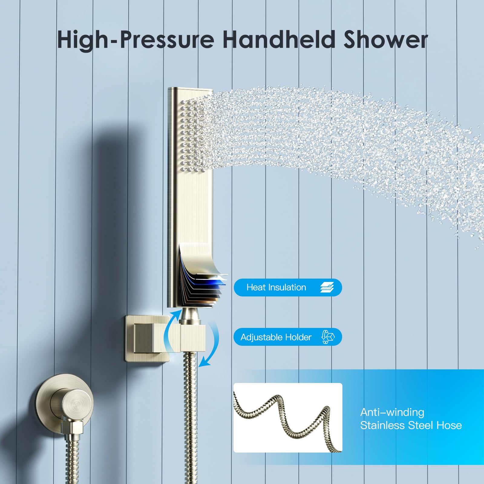 Cross Bar Button Shower Set (Square)