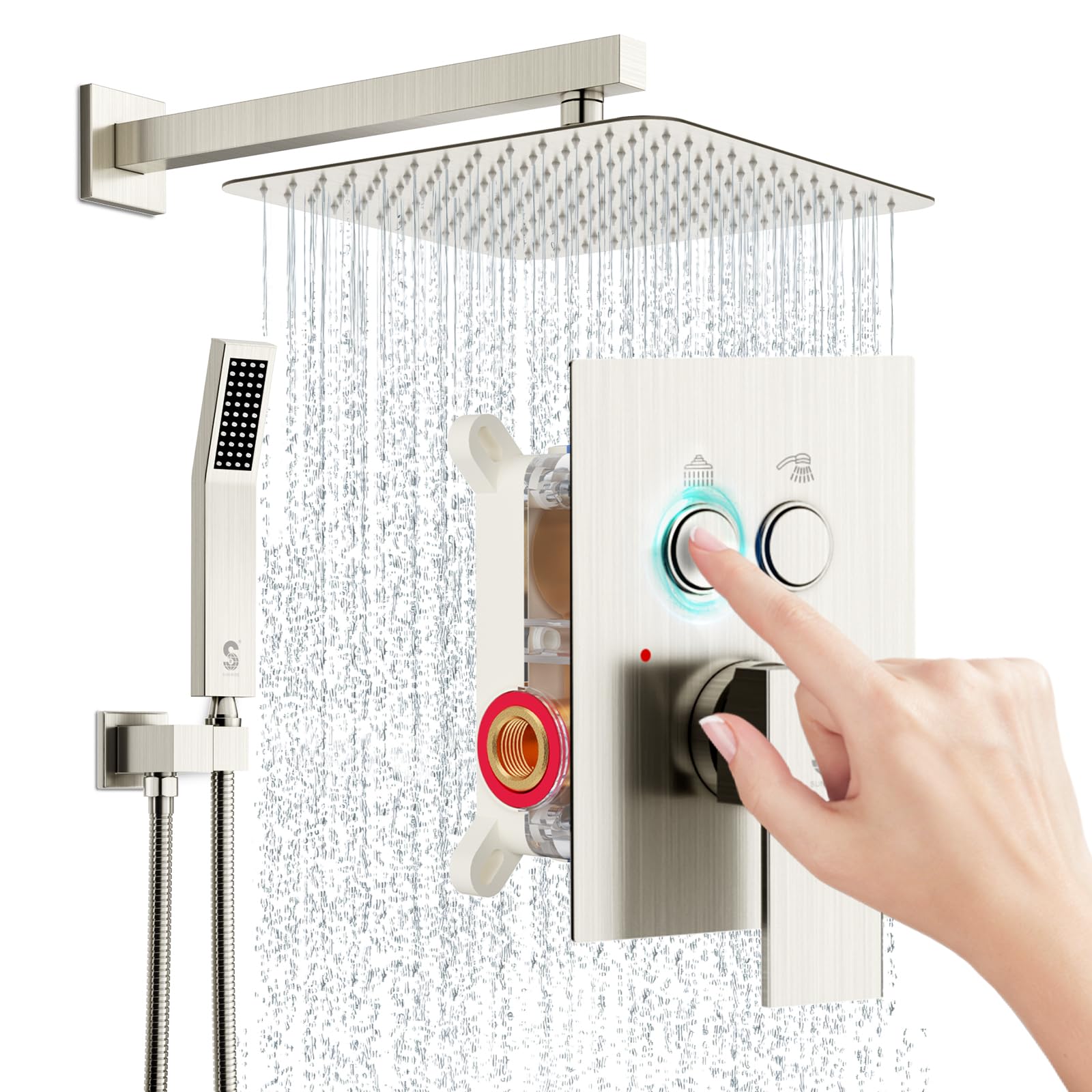 Cross Bar Button Shower Set (Square)
