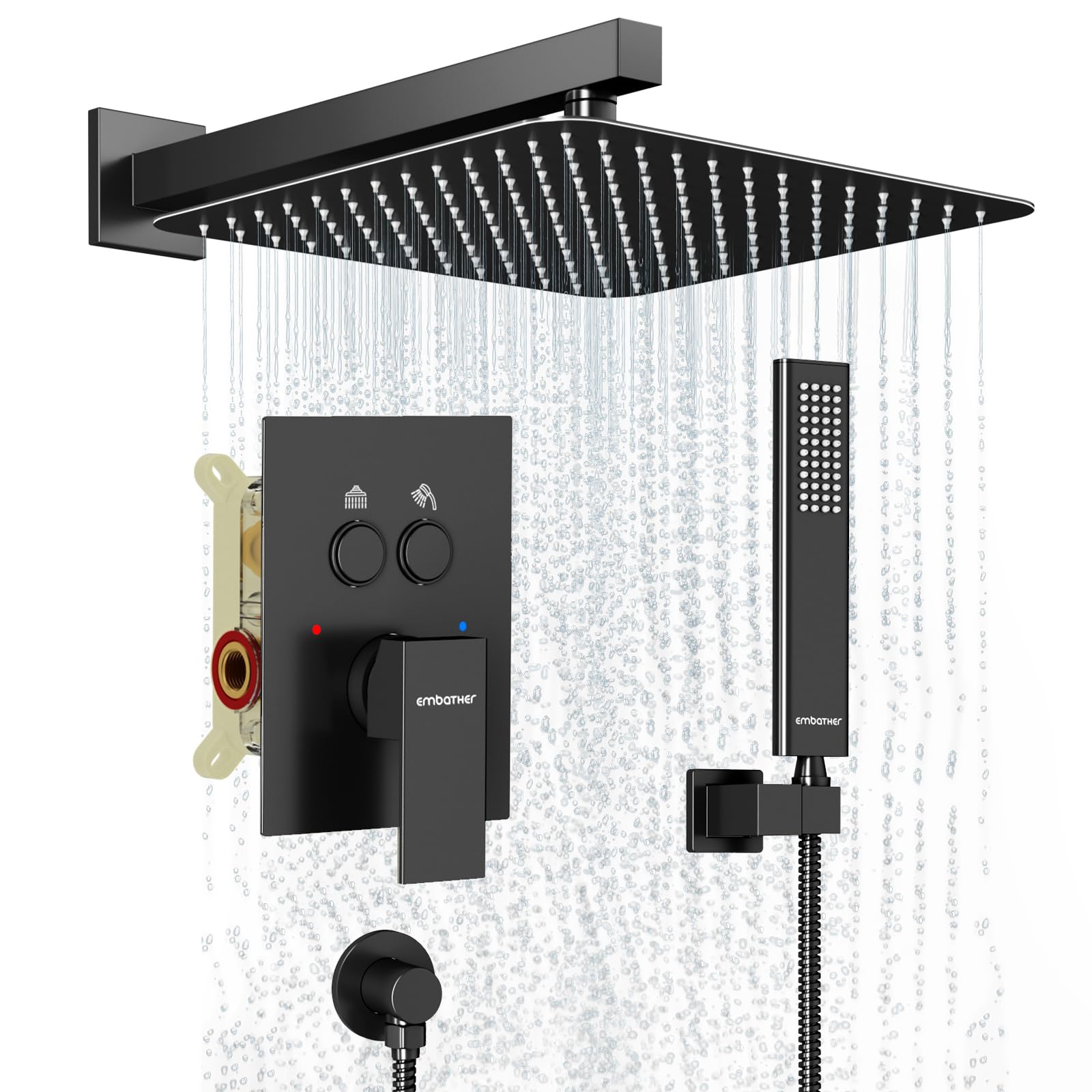 Cross Bar Button Shower Set (Square)