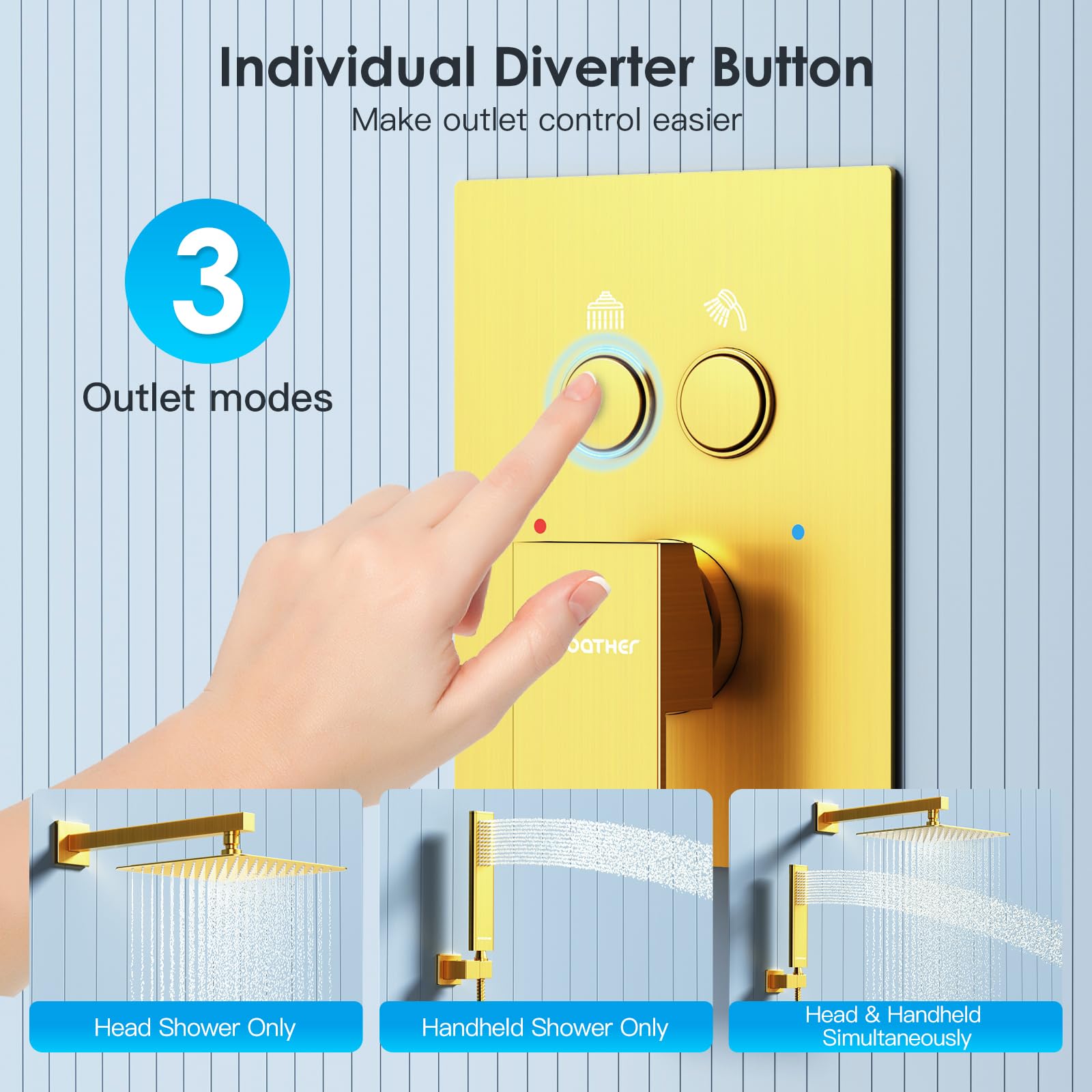 Cross Bar Button Shower Set (Square)