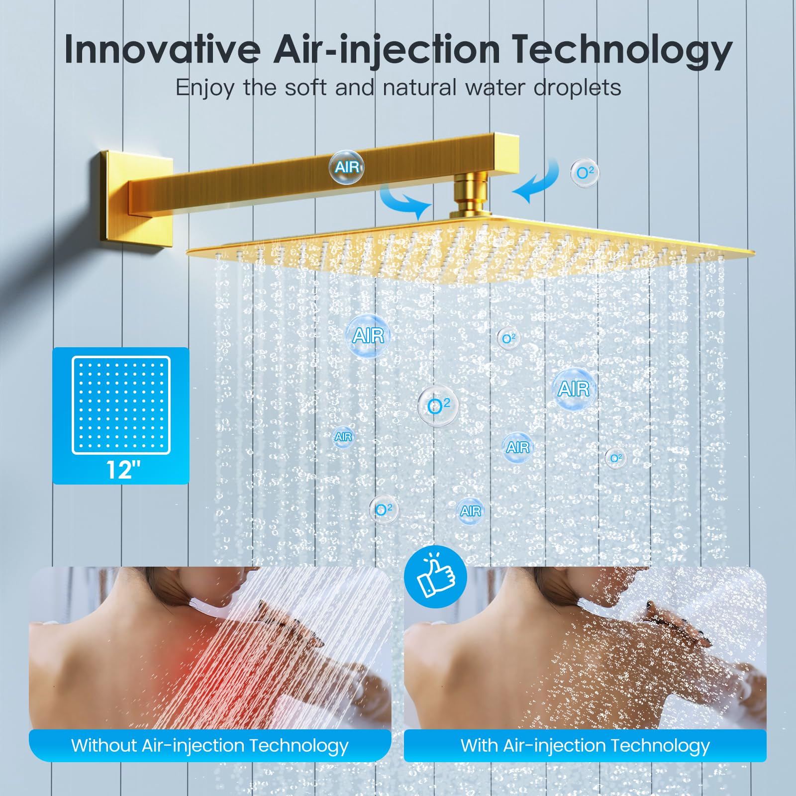 Cross Bar Button Shower Set (Square)