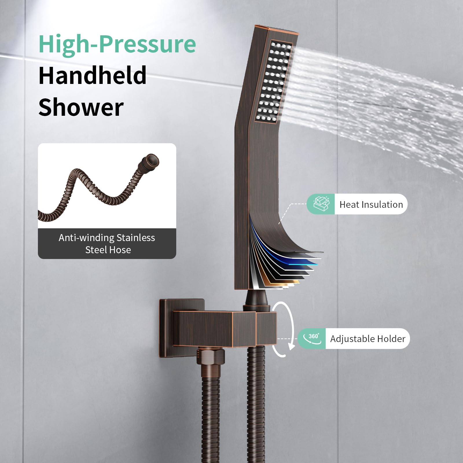 Cross Bar Button Shower Set (Square)