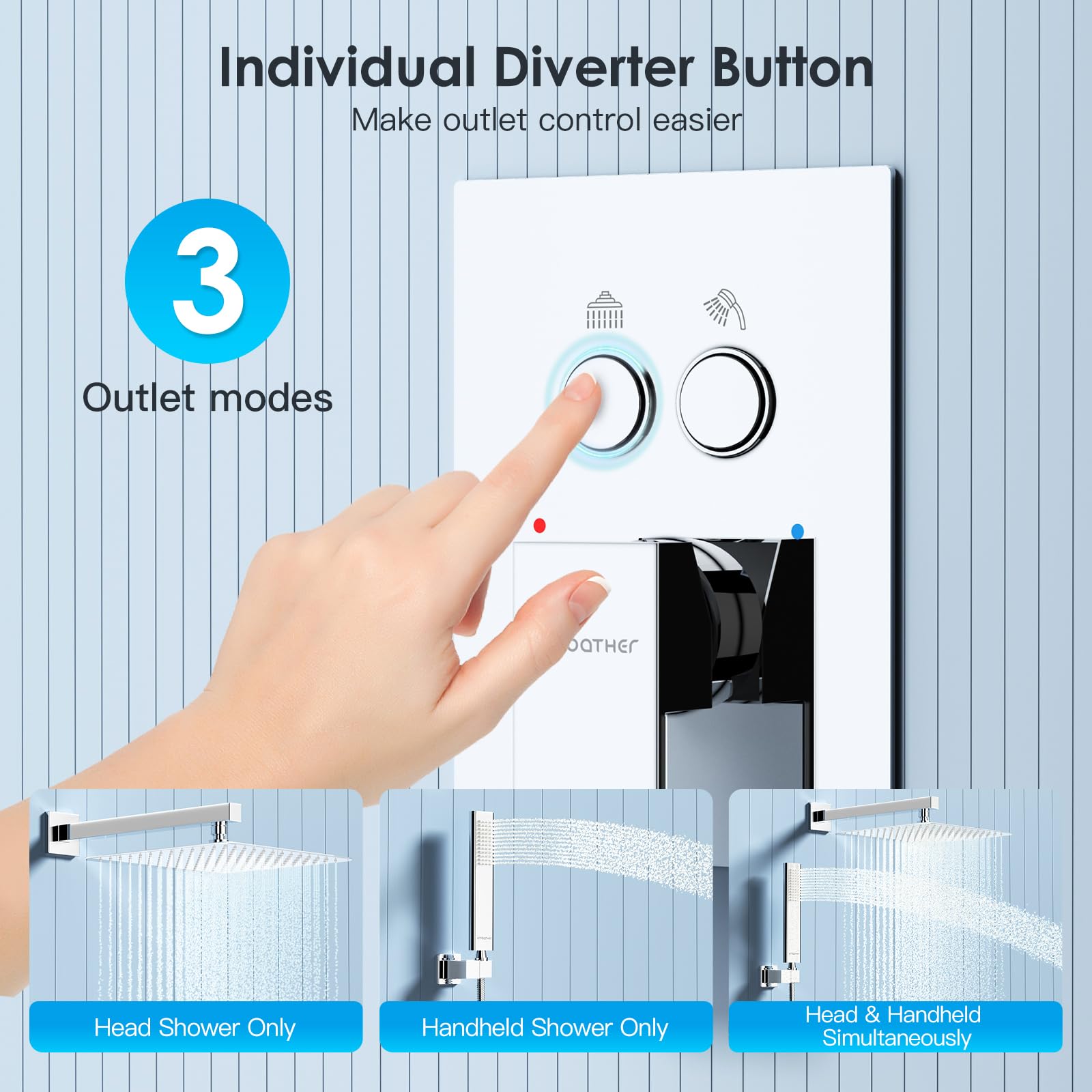 Cross Bar Button Shower Set (Square)