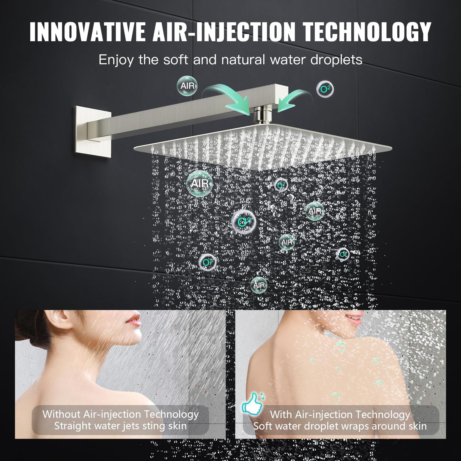 Cross Bar Button Shower Set (Square)