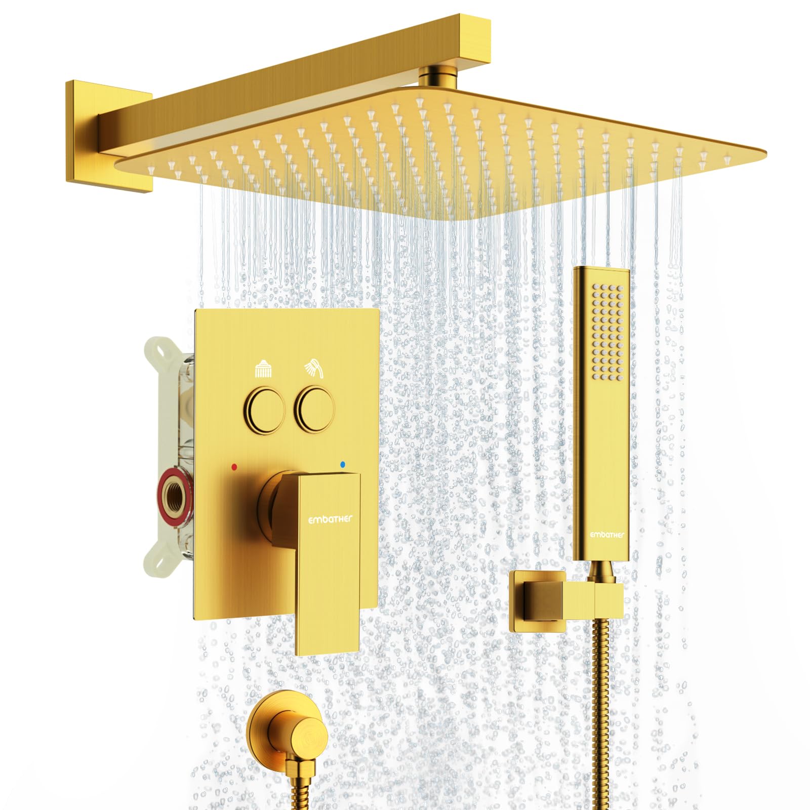 Cross Bar Button Shower Set (Square)