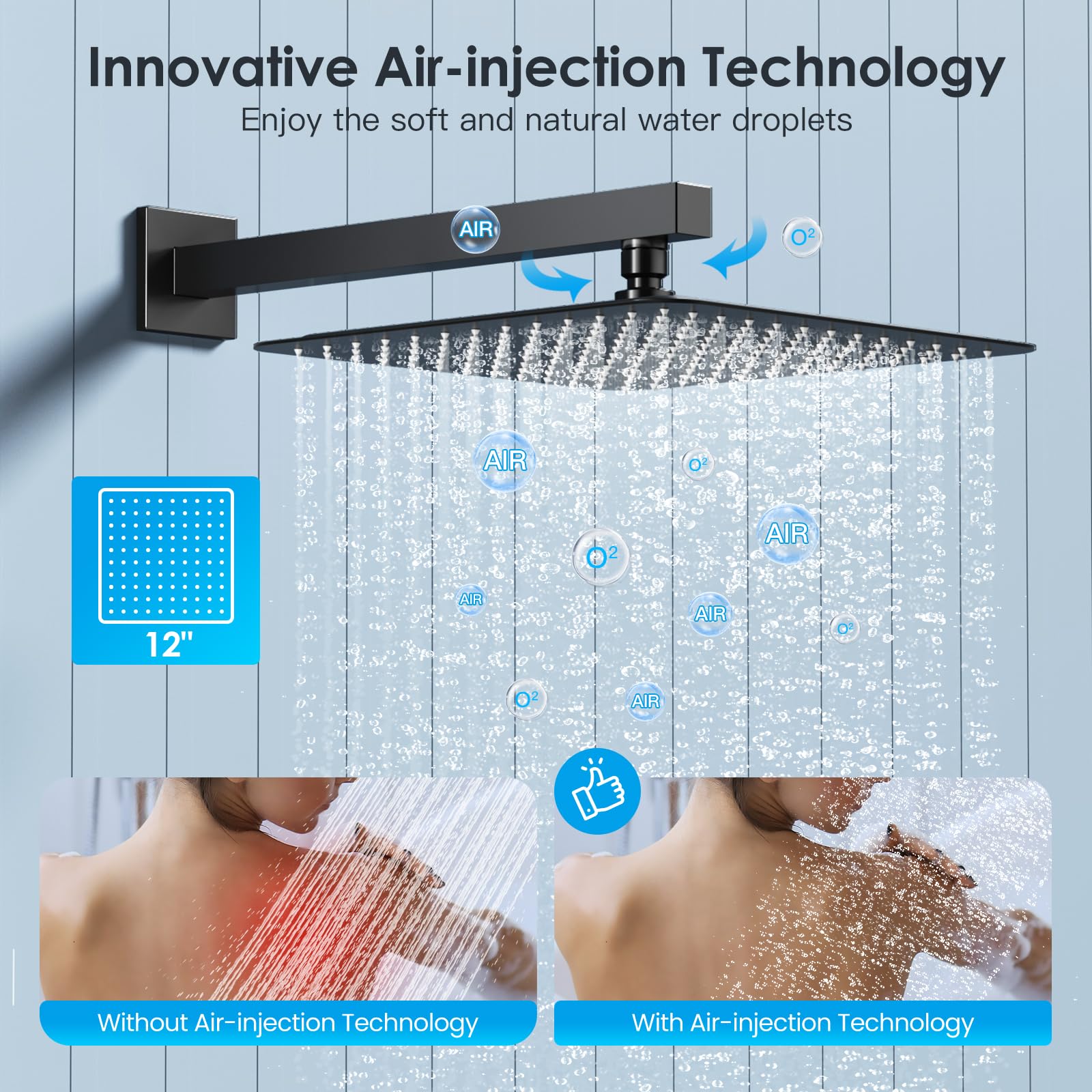 Cross Bar Button Shower Set (Square)