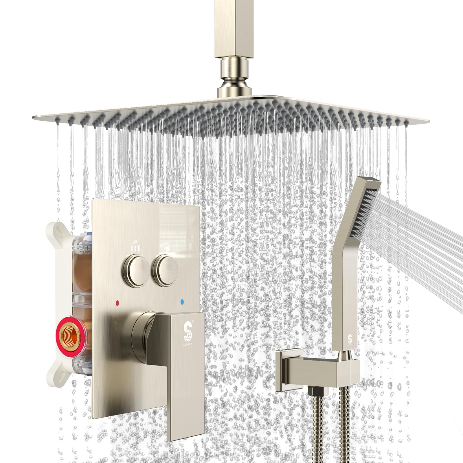 Ceiling Mounted Button Shower System (Square))