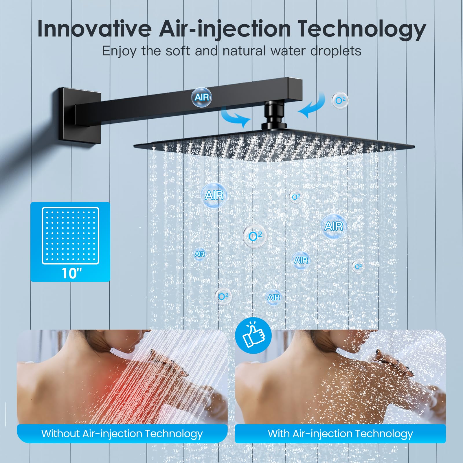 Cross Bar Button Shower Set (Square)