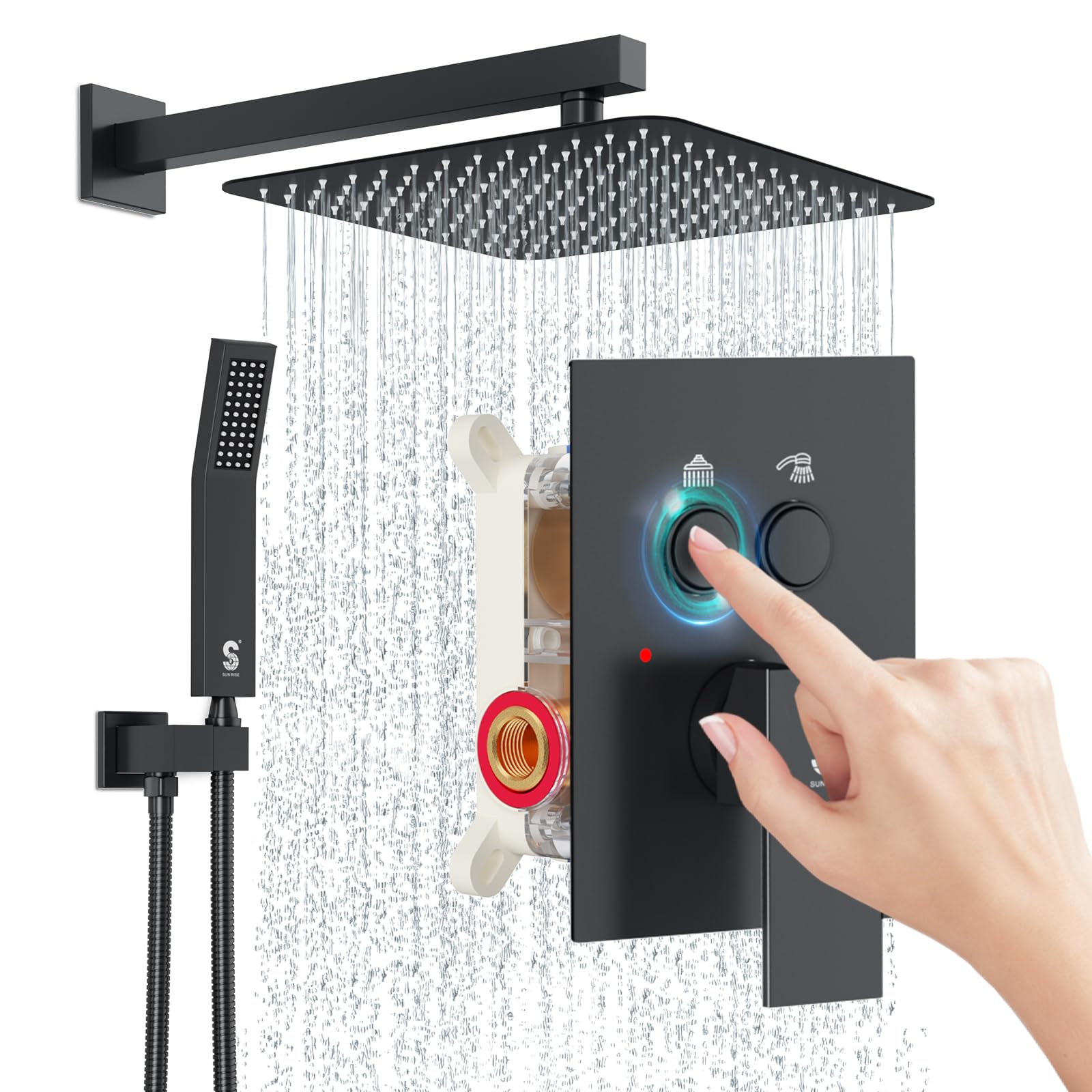 Cross Bar Button Shower Set (Square)