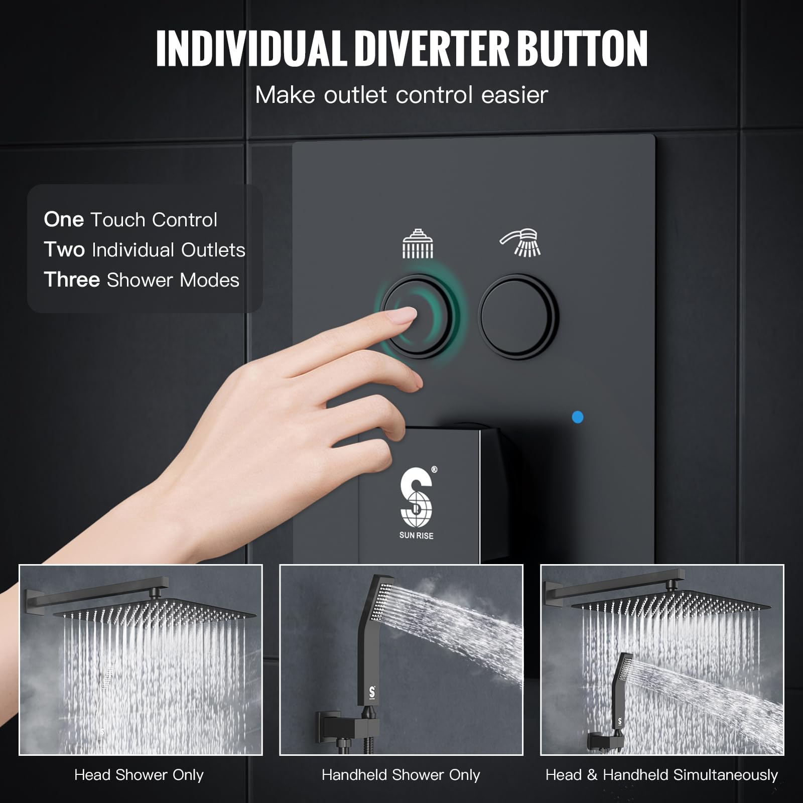 Cross Bar Button Shower Set (Square)