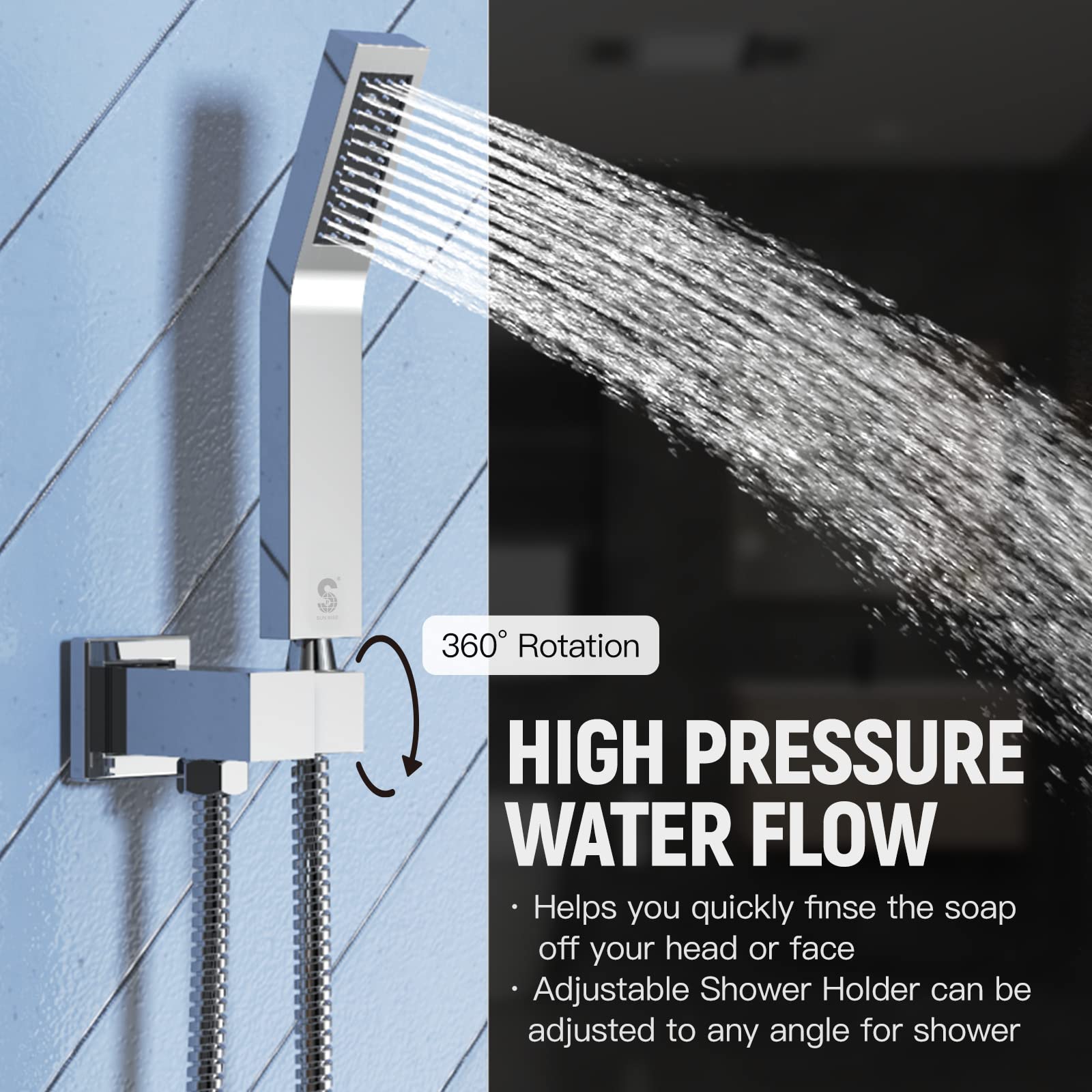 Cross Bar Button Shower Set (Square)