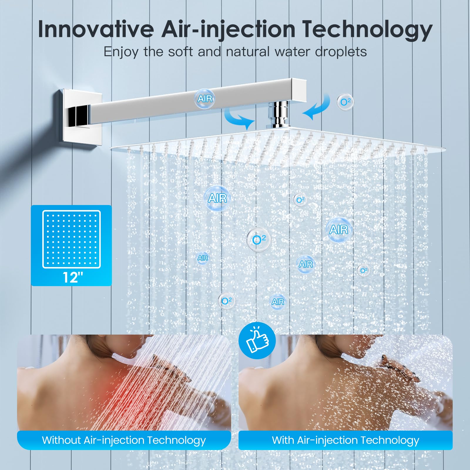 Cross Bar Button Shower Set (Square)