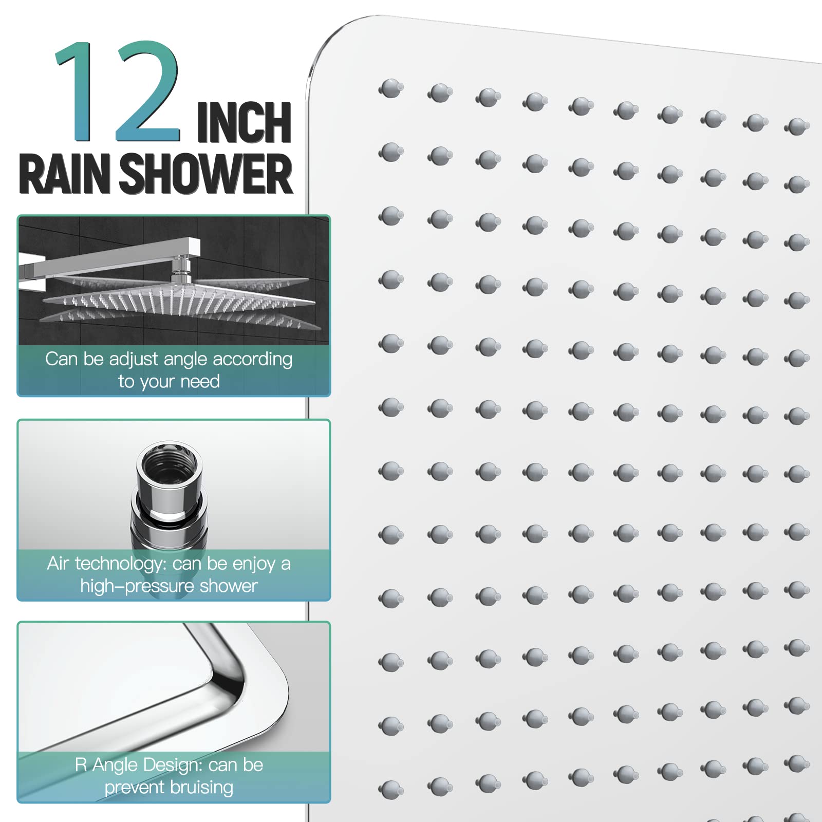 Cross Bar Button Shower Set (Square)