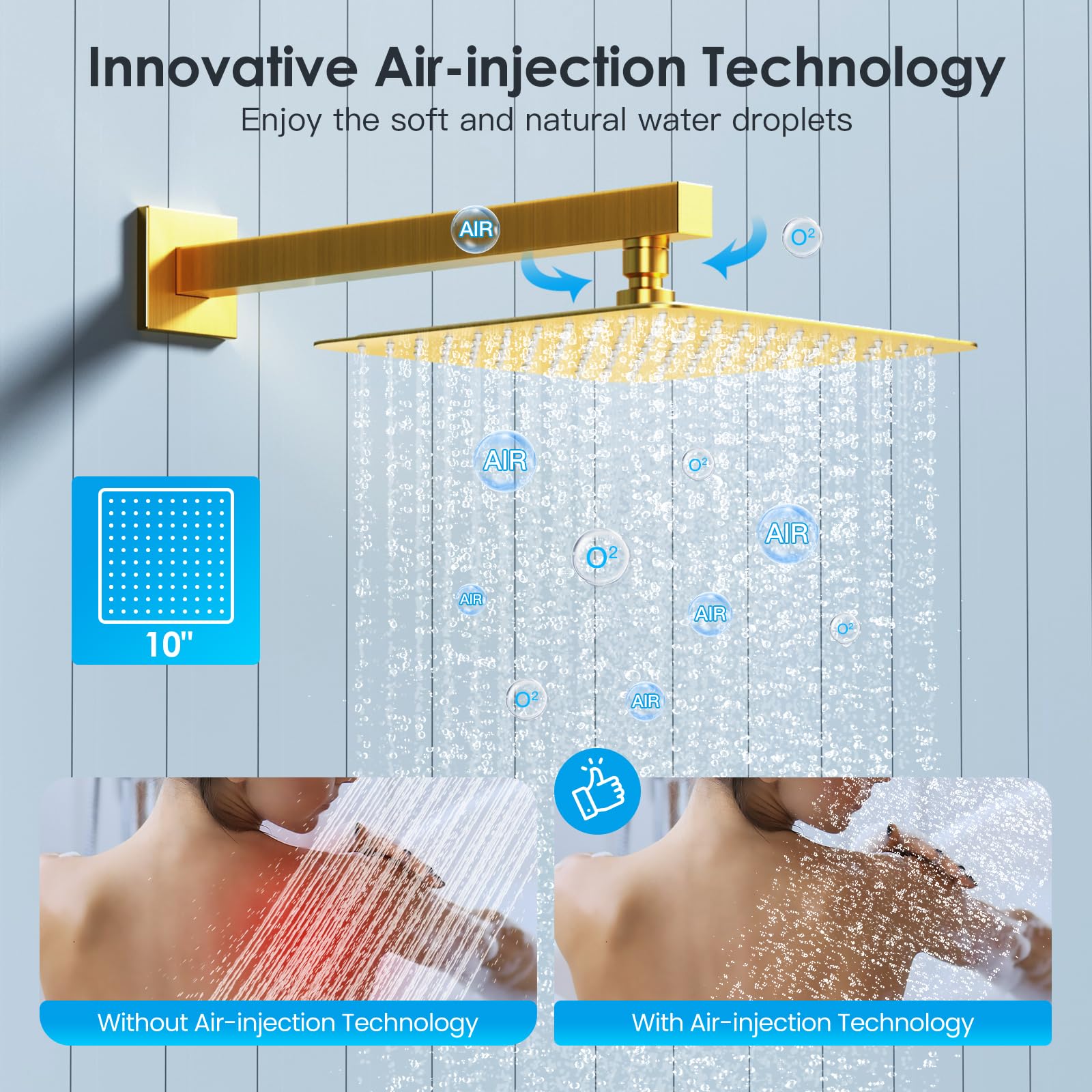 Cross Bar Button Shower Set (Square)