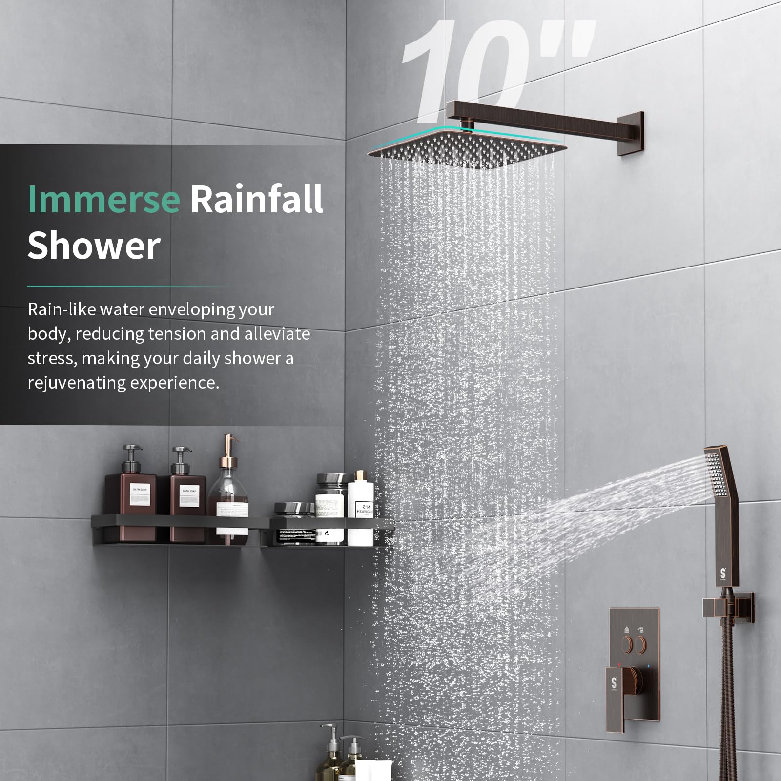 Cross Bar Button Shower Set (Square)