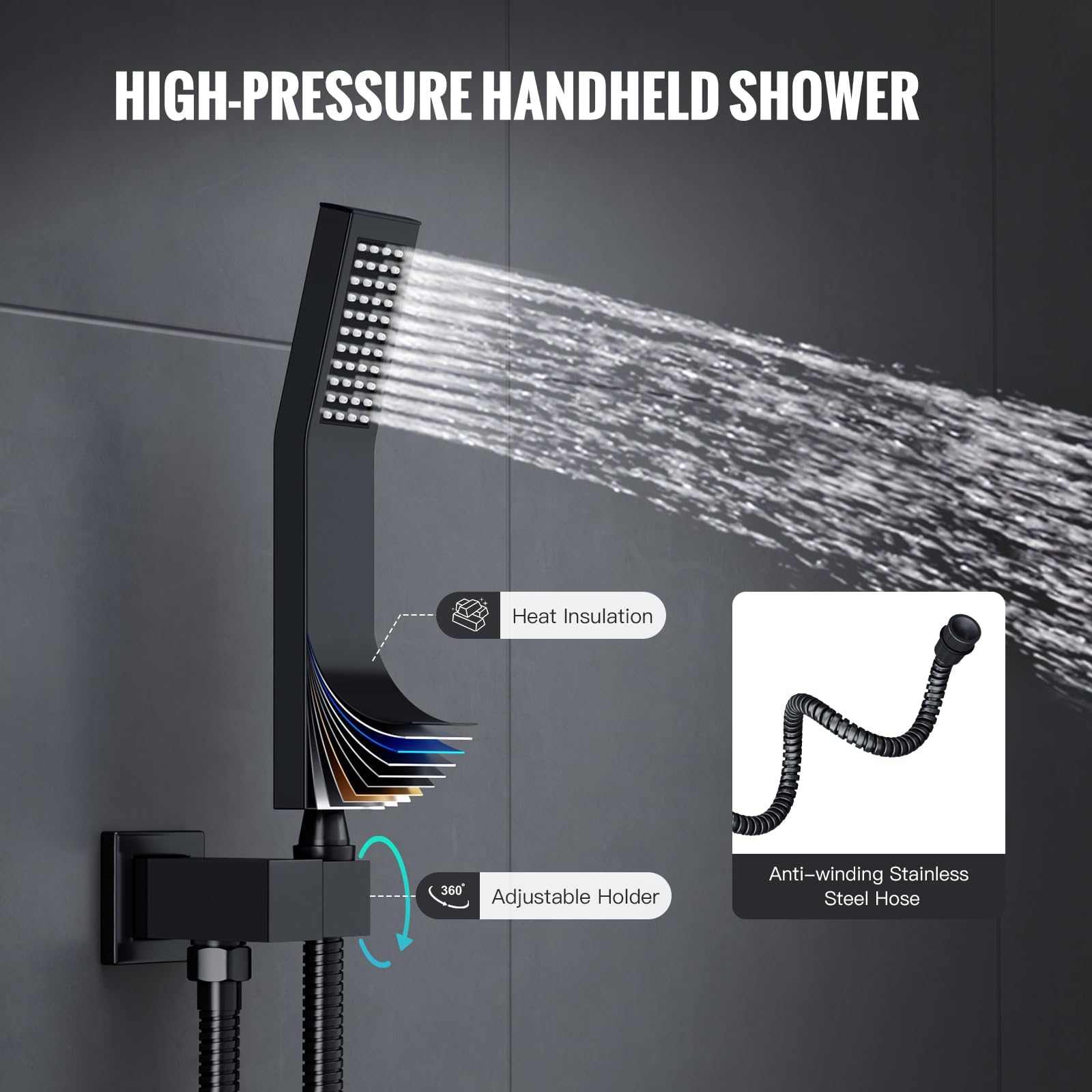 Cross Bar Button Shower Set (Square)