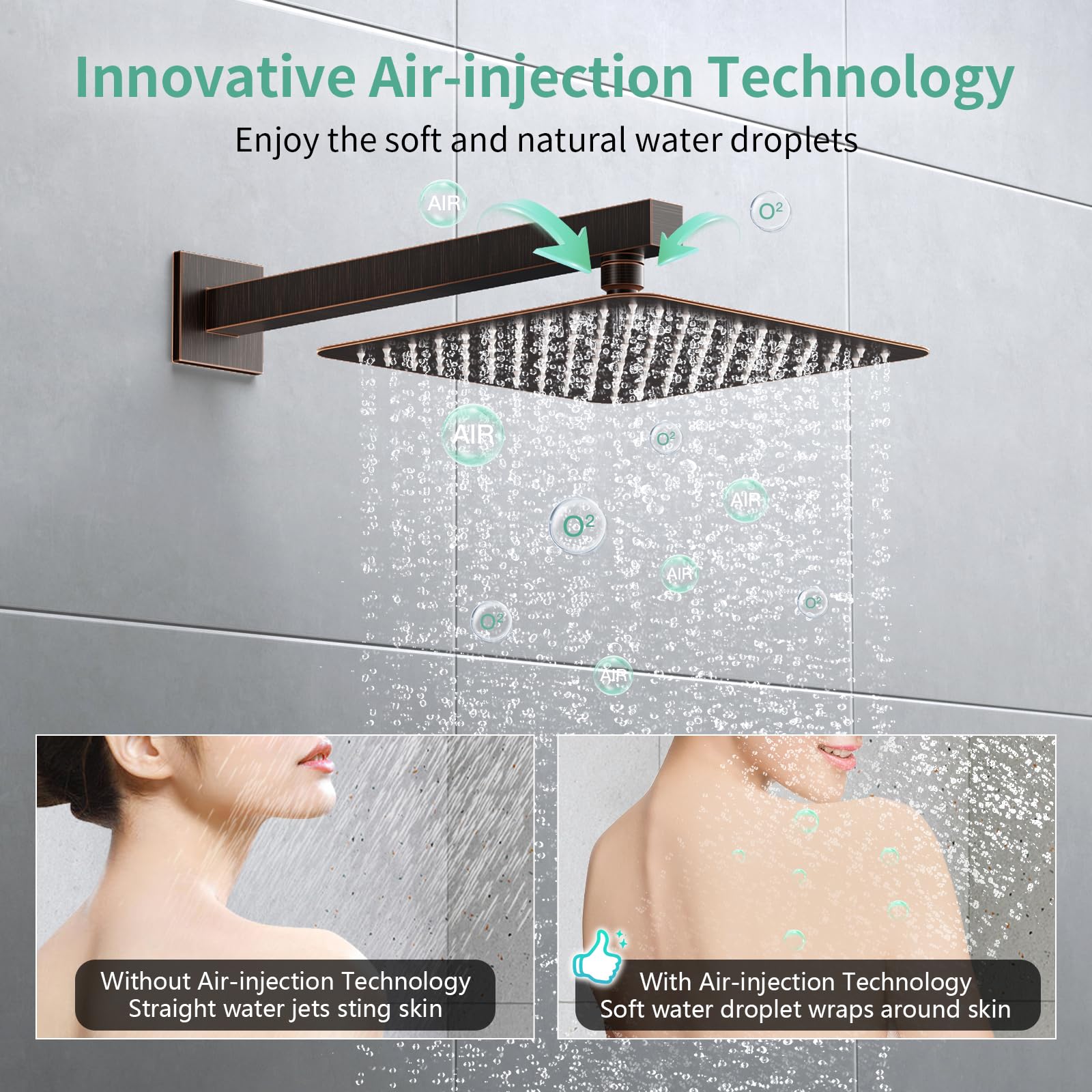 Cross Bar Button Shower Set (Square)