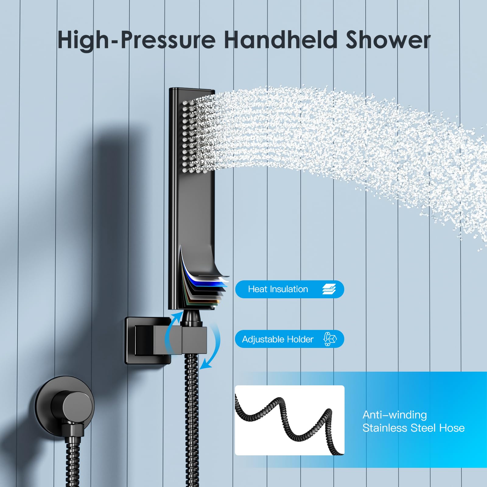 Cross Bar Button Shower Set (Square)