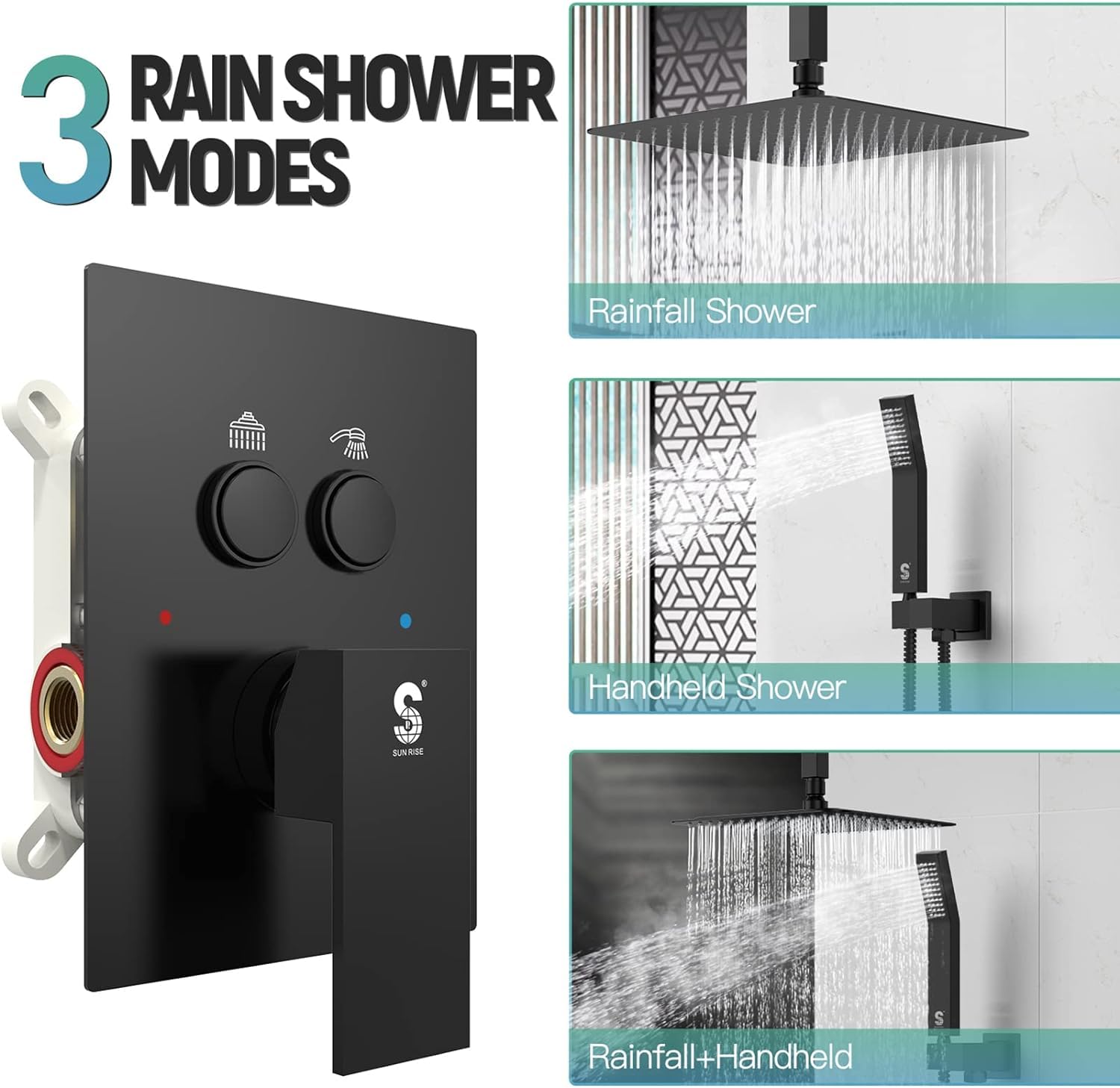 Ceiling Mounted Button Shower System (Square))