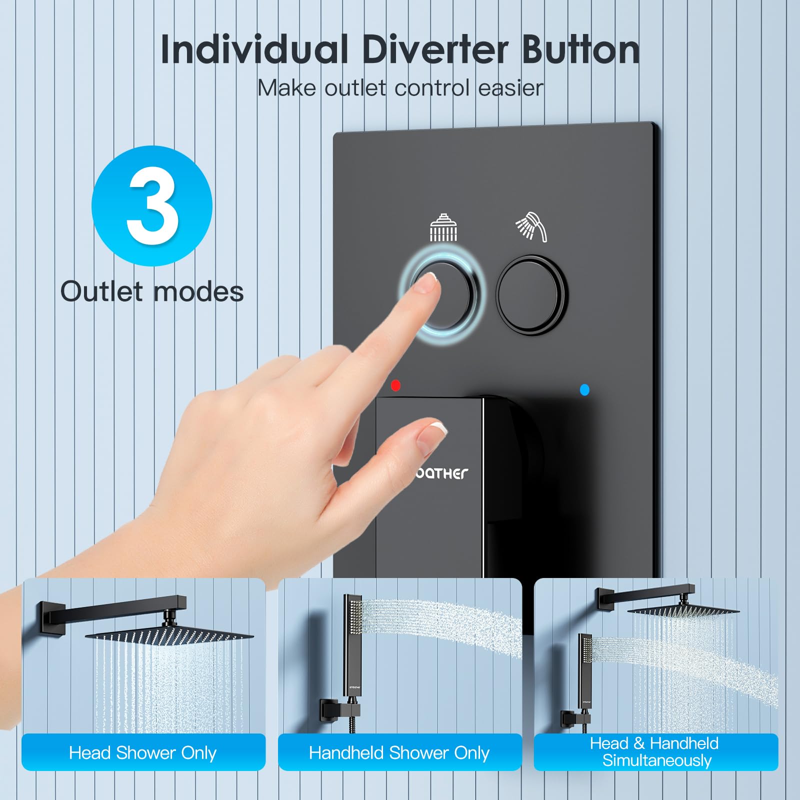 Cross Bar Button Shower Set (Square)