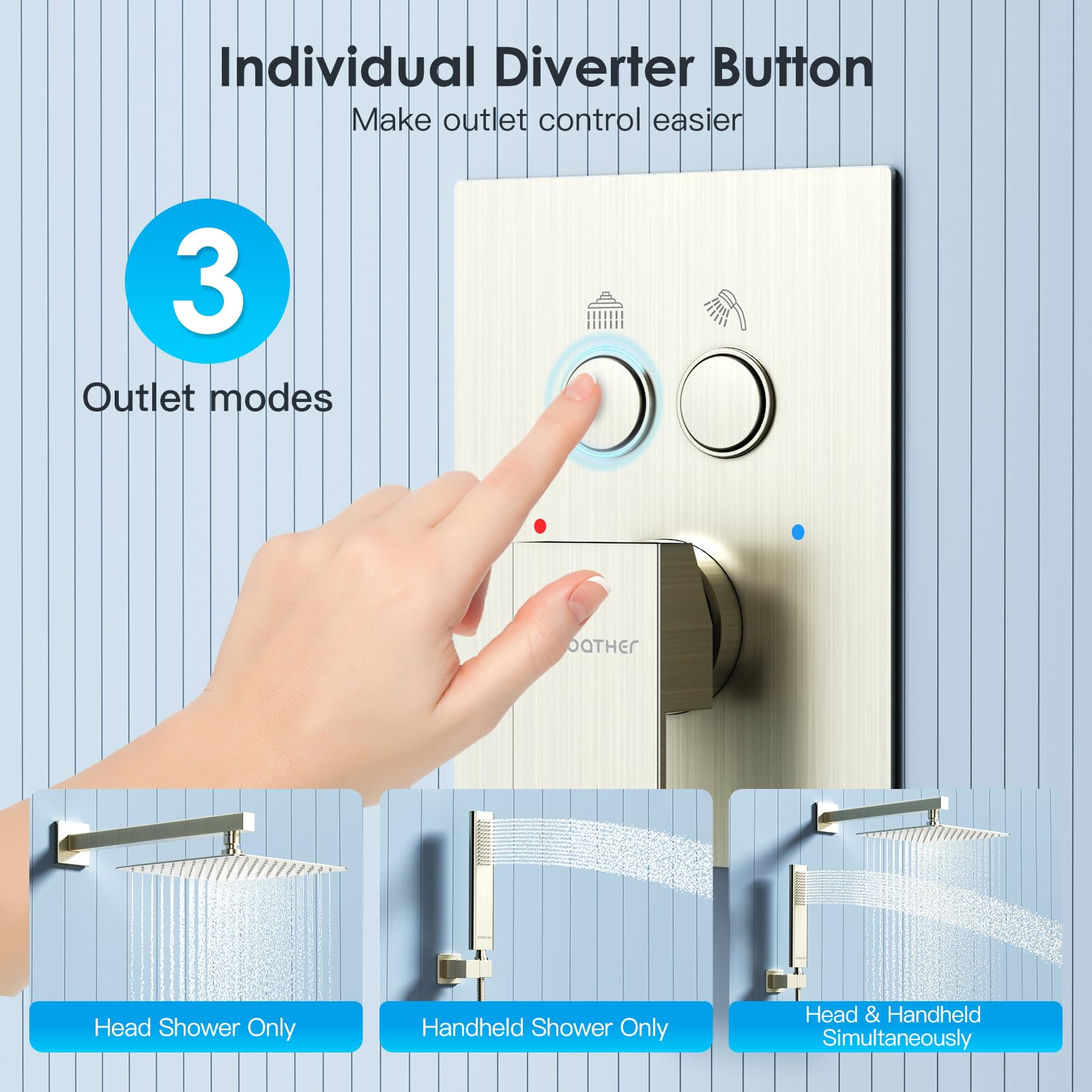 Cross Bar Button Shower Set (Square)