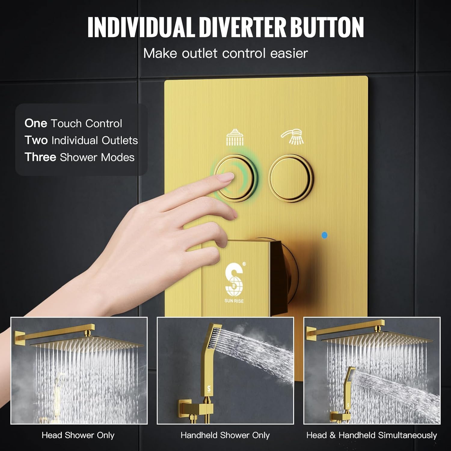 Cross Bar Button Shower Set (Square)