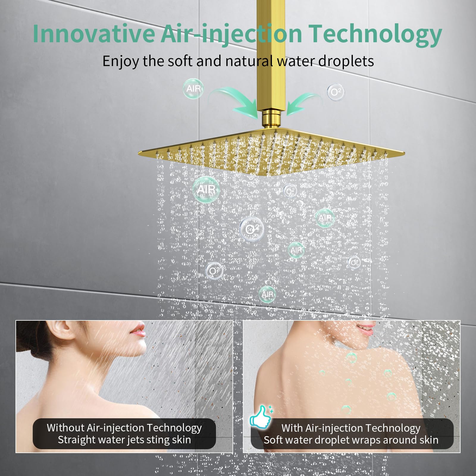 Ceiling Mounted Button Shower System (Square))